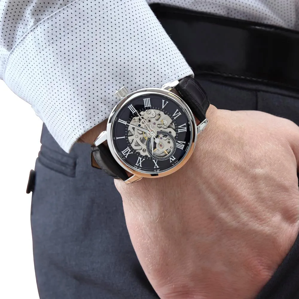 Men's Openwork Luxury Watch Leather Strap