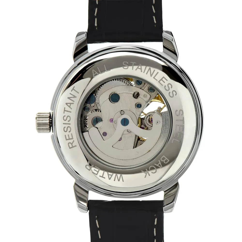 Men's Openwork Luxury Watch Leather Strap