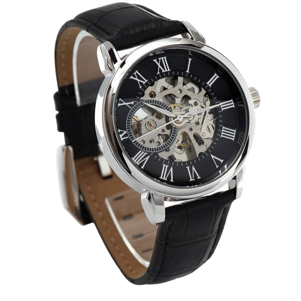 Men's Openwork Luxury Watch Leather Strap