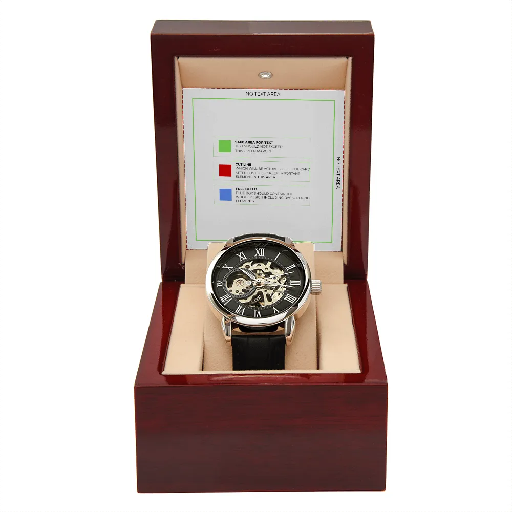 Men's Openwork Luxury Watch Leather Strap