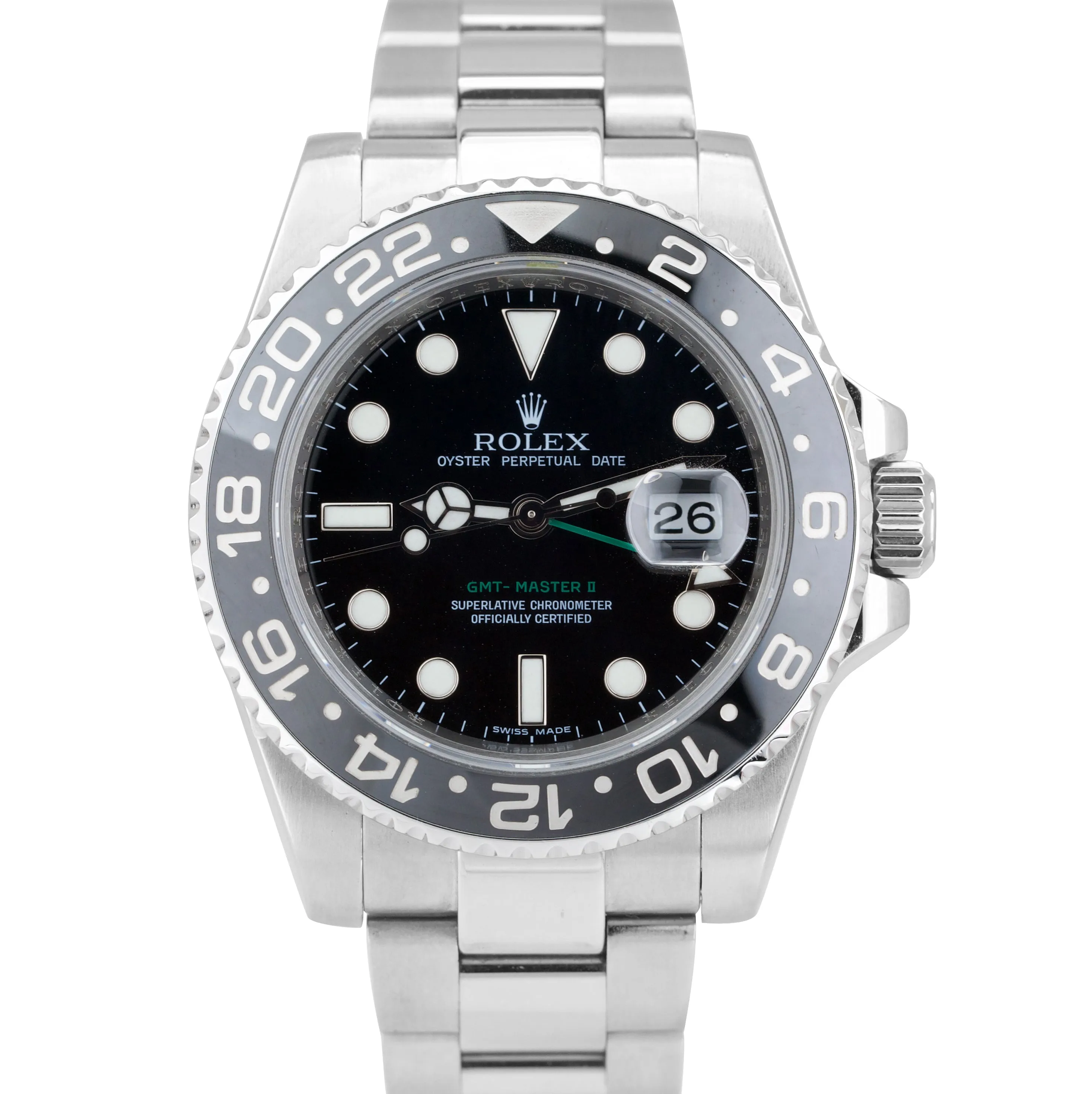 Men's Rolex GMT-Master II Black 40mm Ceramic Stainless Steel Watch 116710 LN