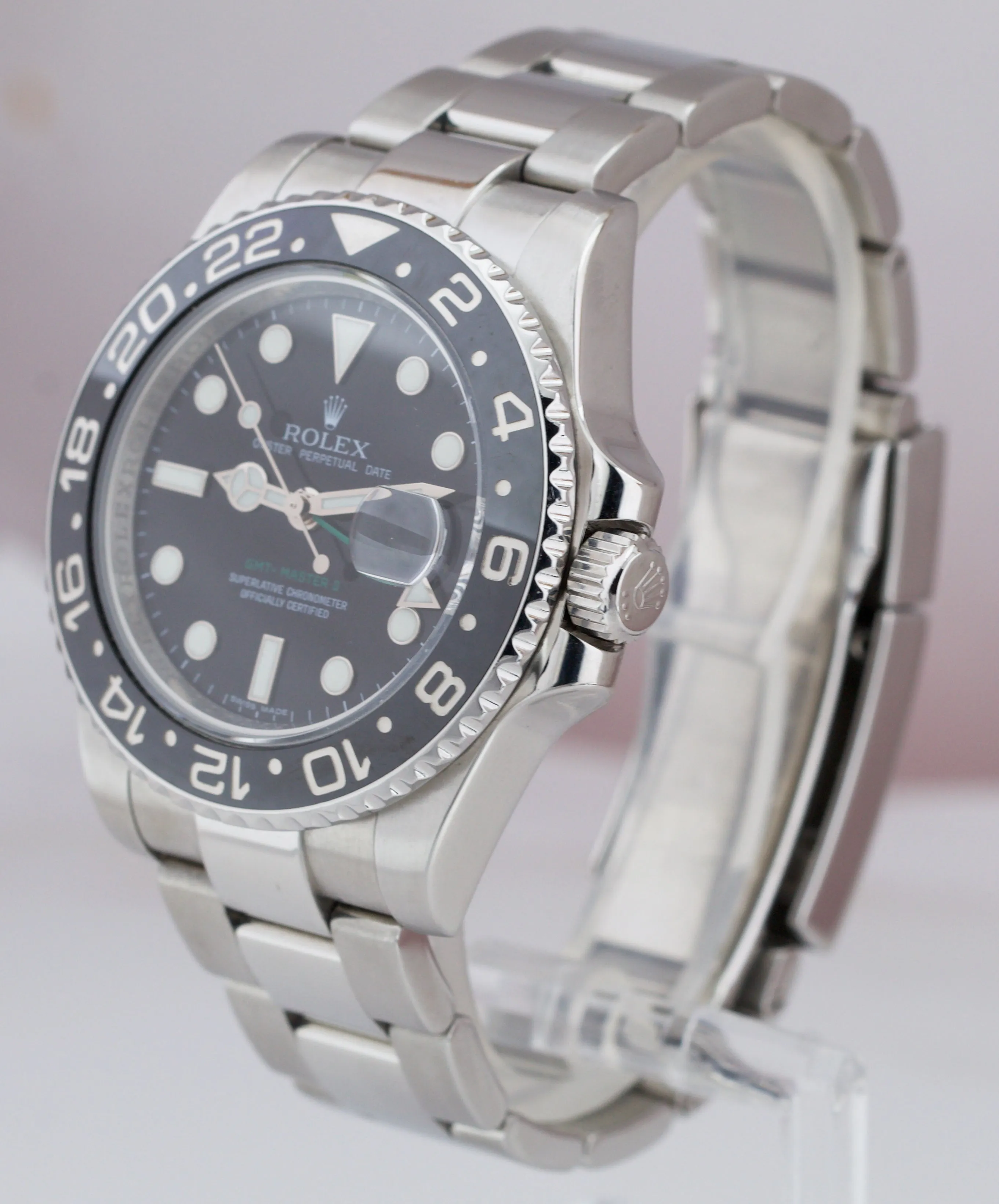 Men's Rolex GMT-Master II Black 40mm Ceramic Stainless Steel Watch 116710 LN