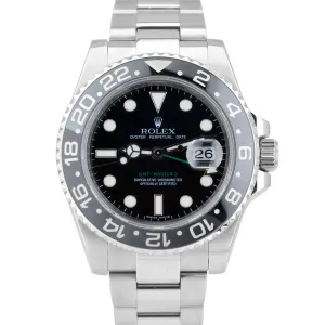 Men's Rolex GMT-Master II Black 40mm Ceramic Stainless Steel Watch 116710 LN