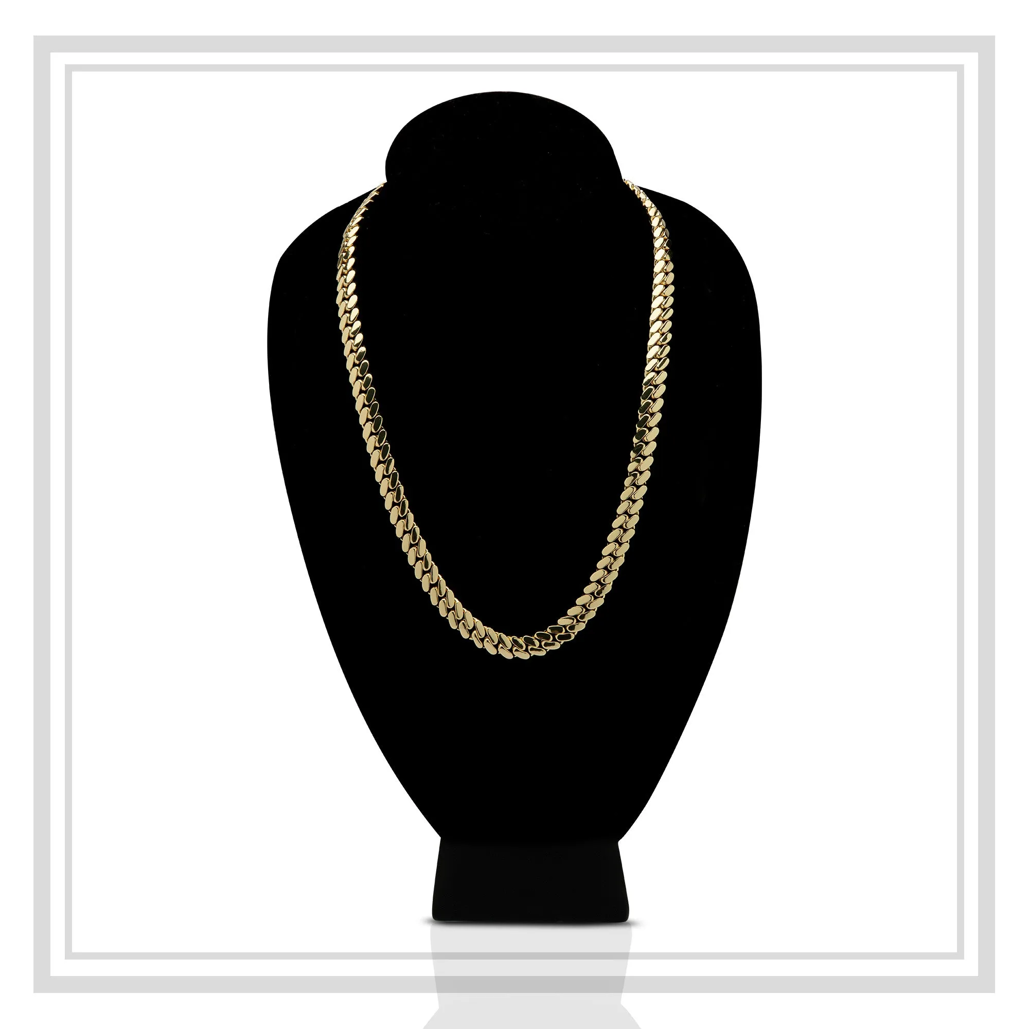 Miami Cuban Link Chain Necklace 14K Gold Premium Plated 10-24 mm Men Jewelry 24 inch
