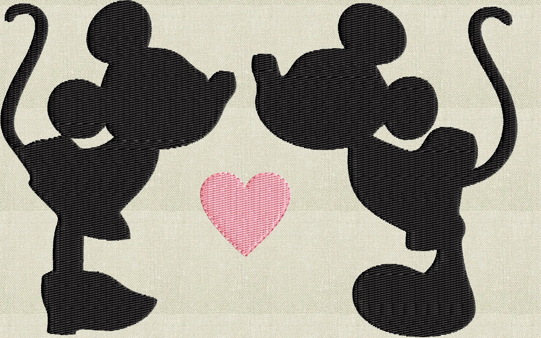 Mickey Minnie Kiss Embroidery Design - EMBROIDERY Design FILE - Instant download - 2 sizes - Dst Hus Jef Pes Vp3 Exp formats