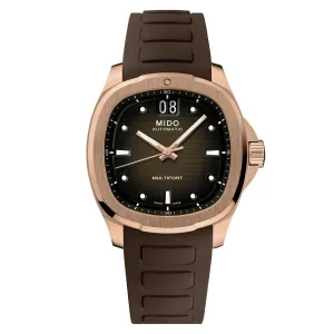 Mido Multifort TV watch big date 39x40mm automatic brown steel finish pvd gold pink m049.526.37.291.00