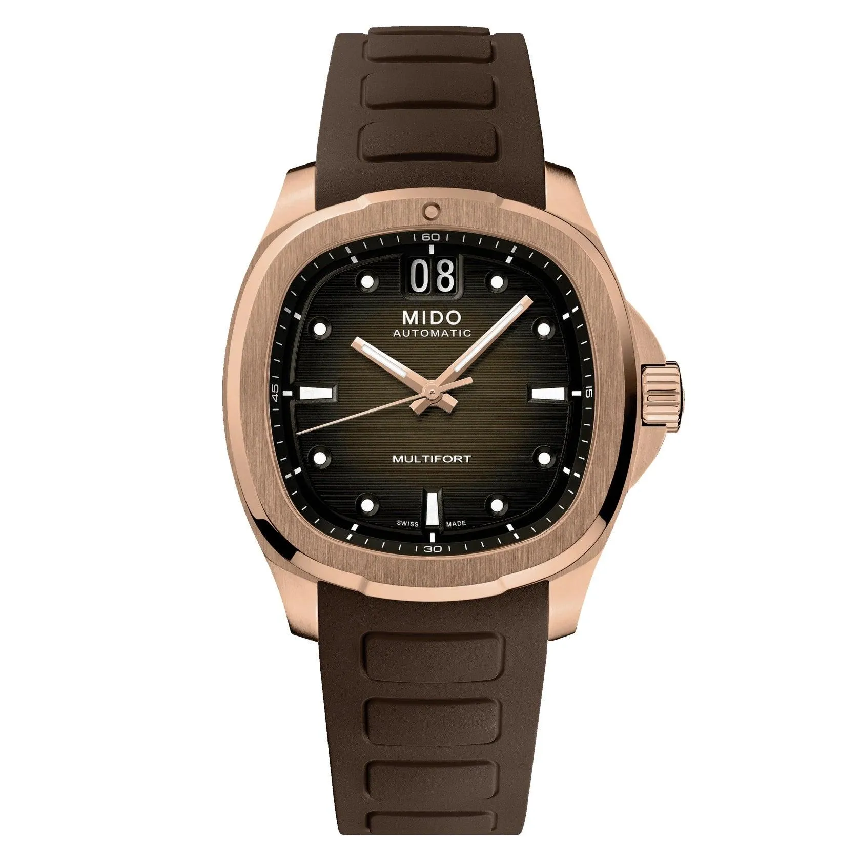 Mido Multifort TV watch big date 39x40mm automatic brown steel finish pvd gold pink m049.526.37.291.00