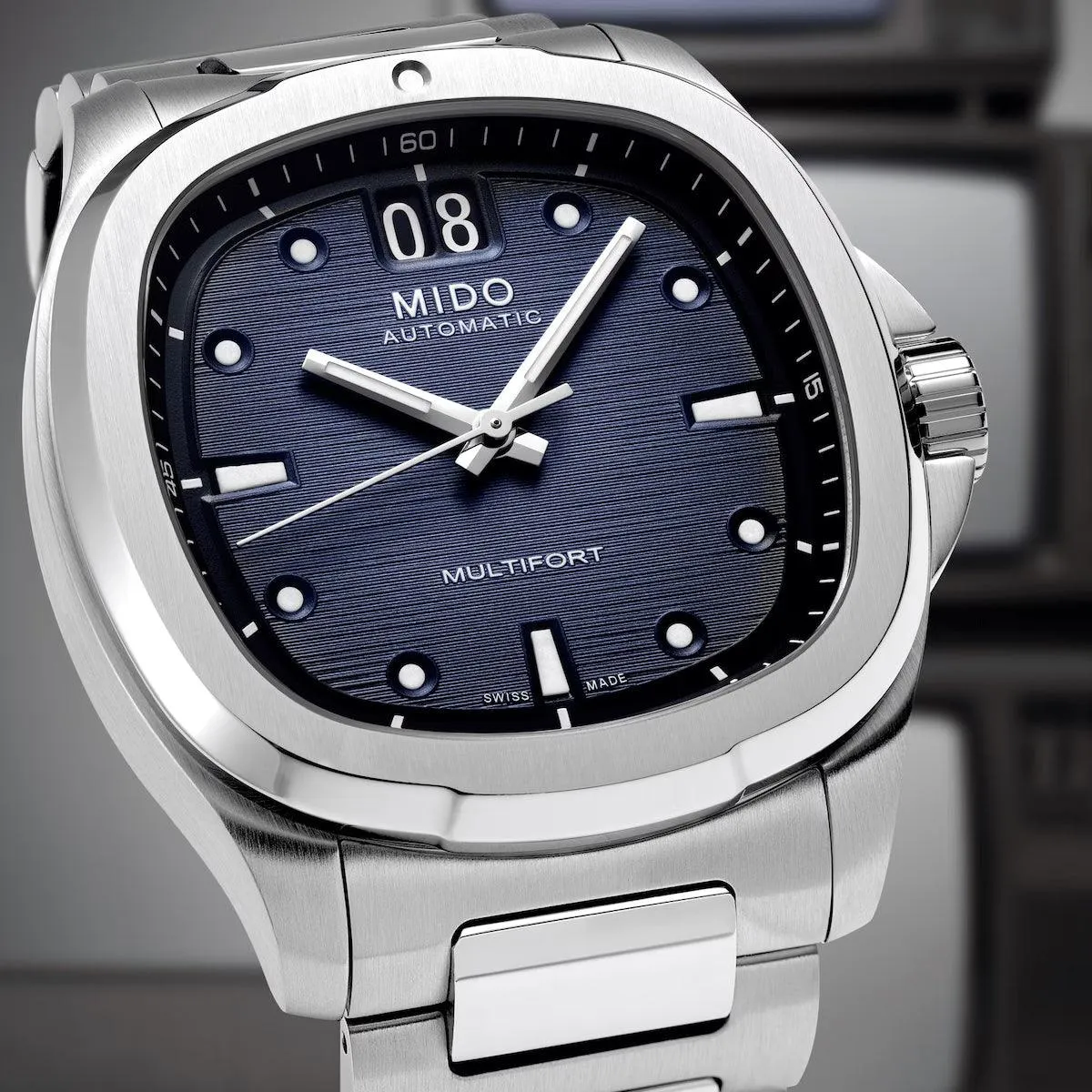 Mido Multifort TV watch big date 40mm blue automatic steel m049.526.11.041.00