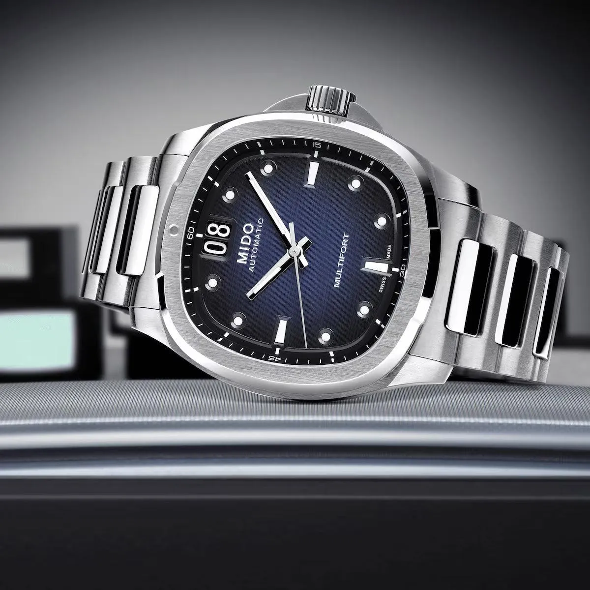 Mido Multifort TV watch big date 40mm blue automatic steel m049.526.11.041.00