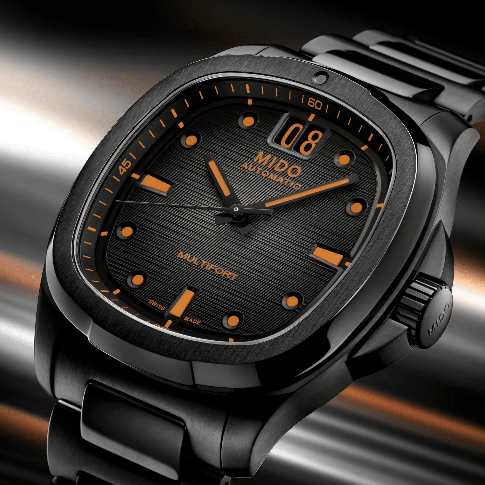 Mido Multifort TV watch big date 40mm Gray Automatic Steel Finish Pvd Black M049.526.33.081.00