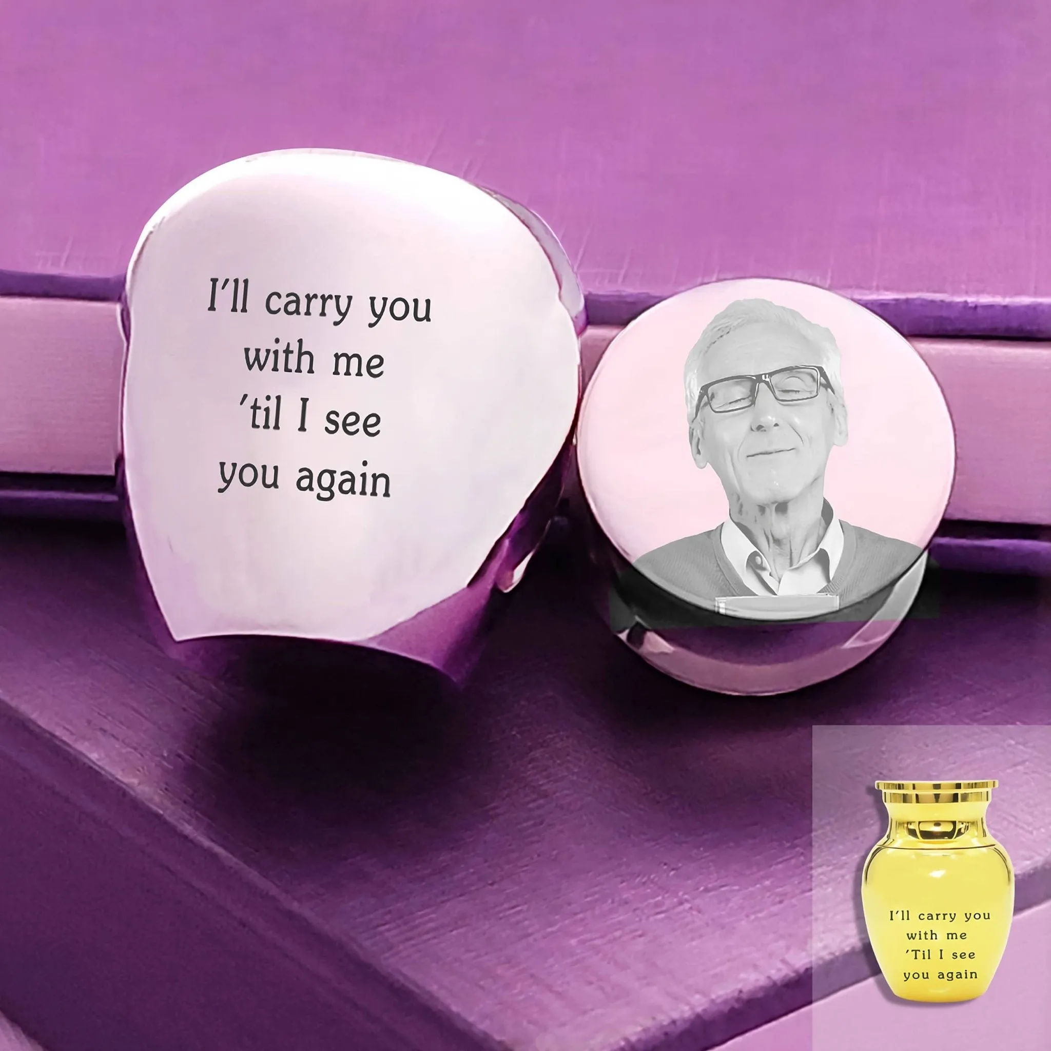 MINI Personalised Photo Keepsake Urn in Luxury Gift Box