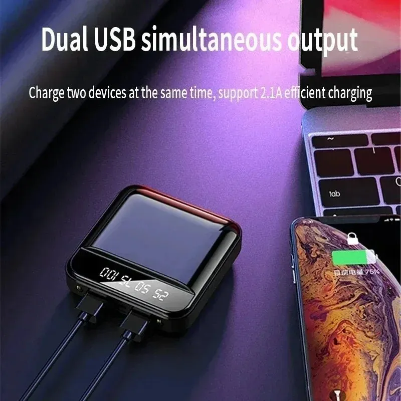 Mini Portable Power Bank Fast Charging Pocket-Sized with LED Flashlight Digital Display Mobile Phone Accessory