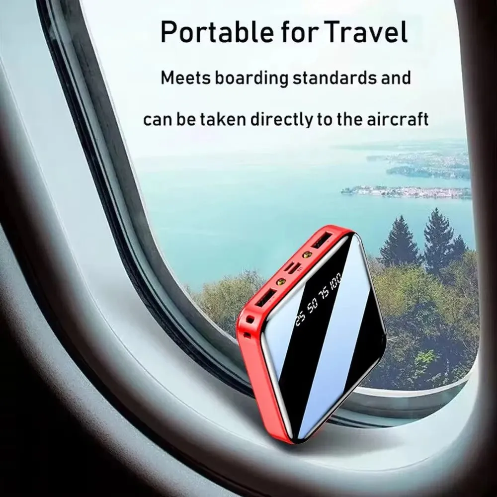Mini Portable Power Bank Fast Charging Pocket-Sized with LED Flashlight Digital Display Mobile Phone Accessory