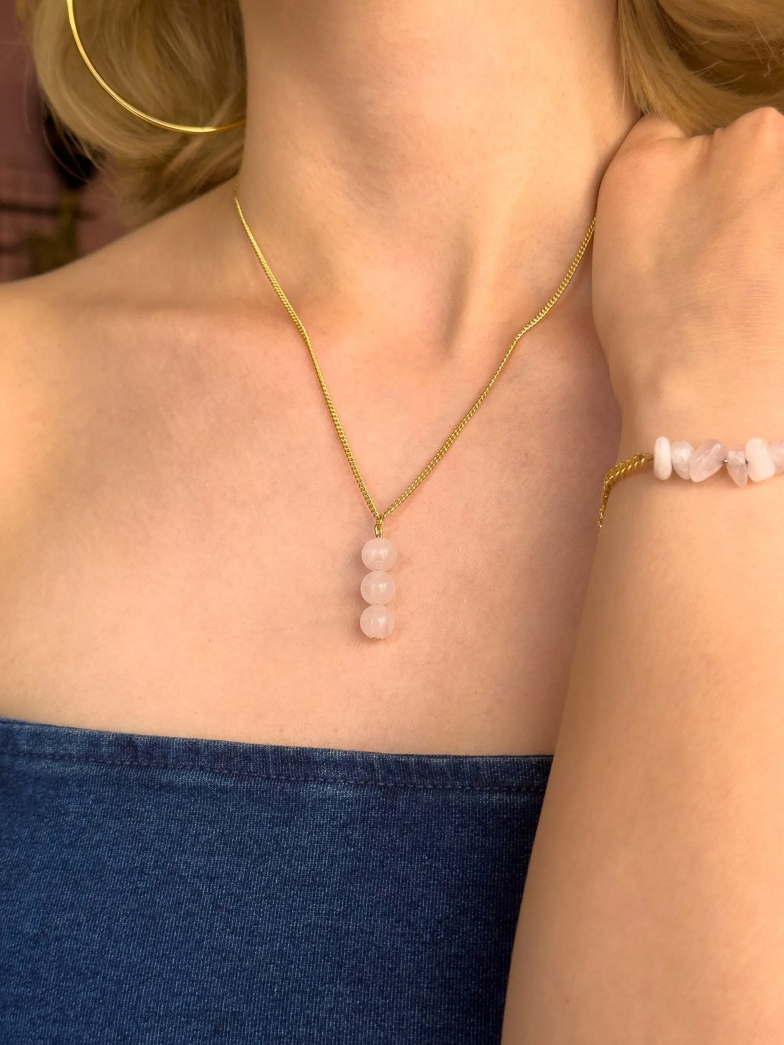 Minimalist Rose Quartz Necklace