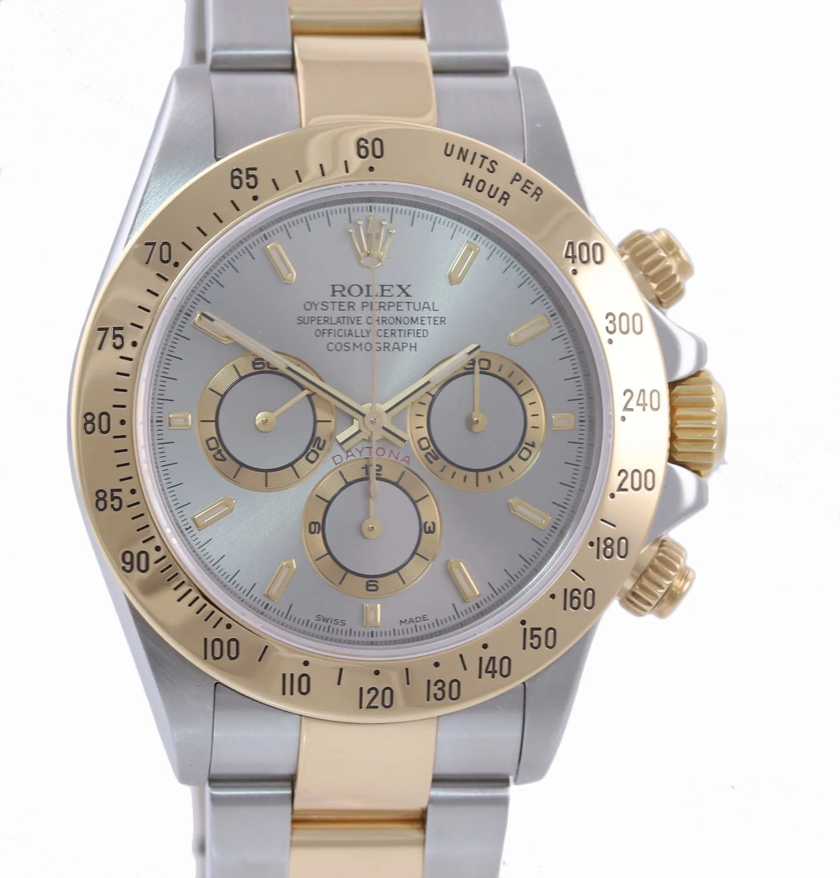 MINT 1999 Serial Rolex Daytona 16523 Zenith Slate Dial Gold Steel SEL Watch Box