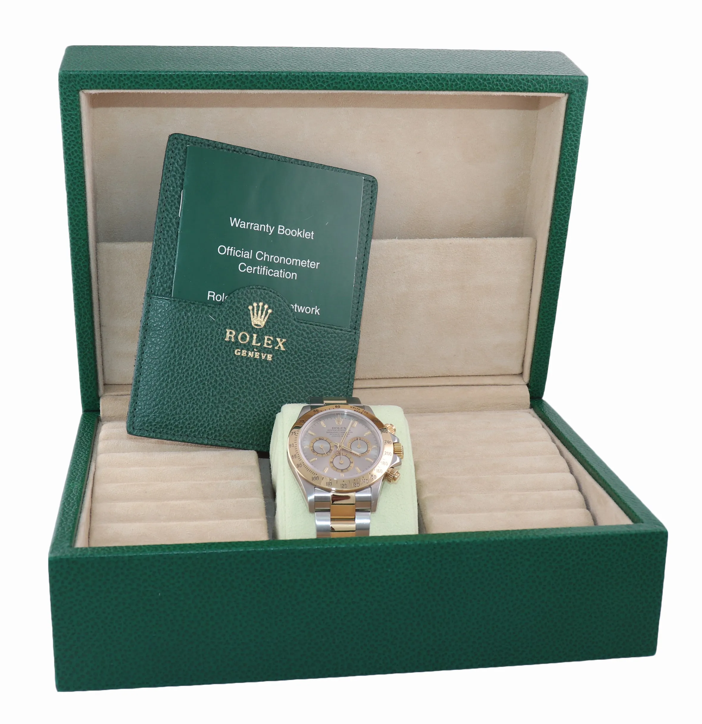 MINT 1999 Serial Rolex Daytona 16523 Zenith Slate Dial Gold Steel SEL Watch Box