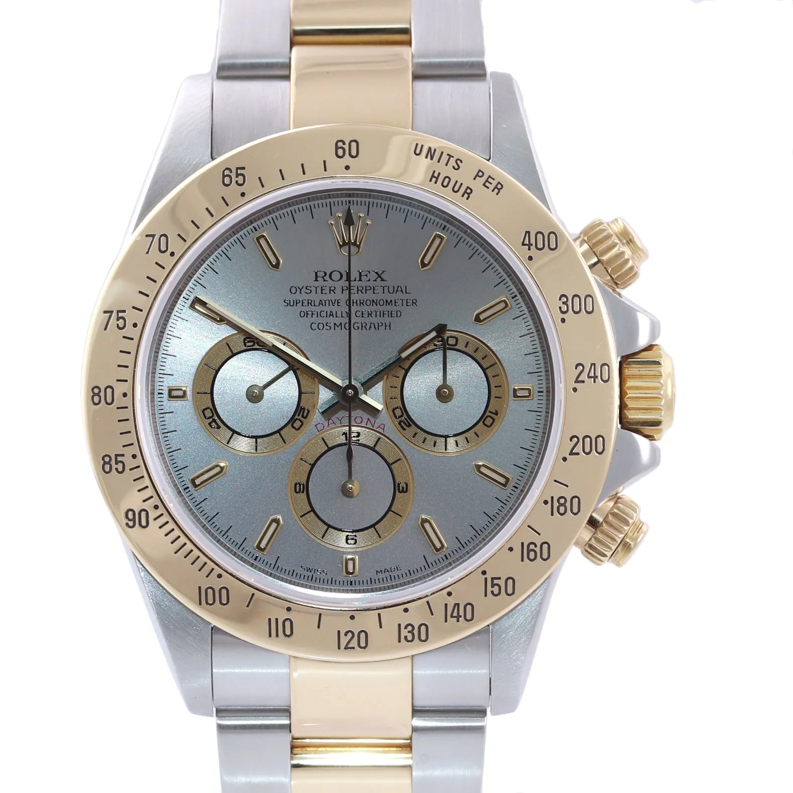 MINT 1999 Serial Rolex Daytona 16523 Zenith Slate Dial Gold Steel SEL Watch Box