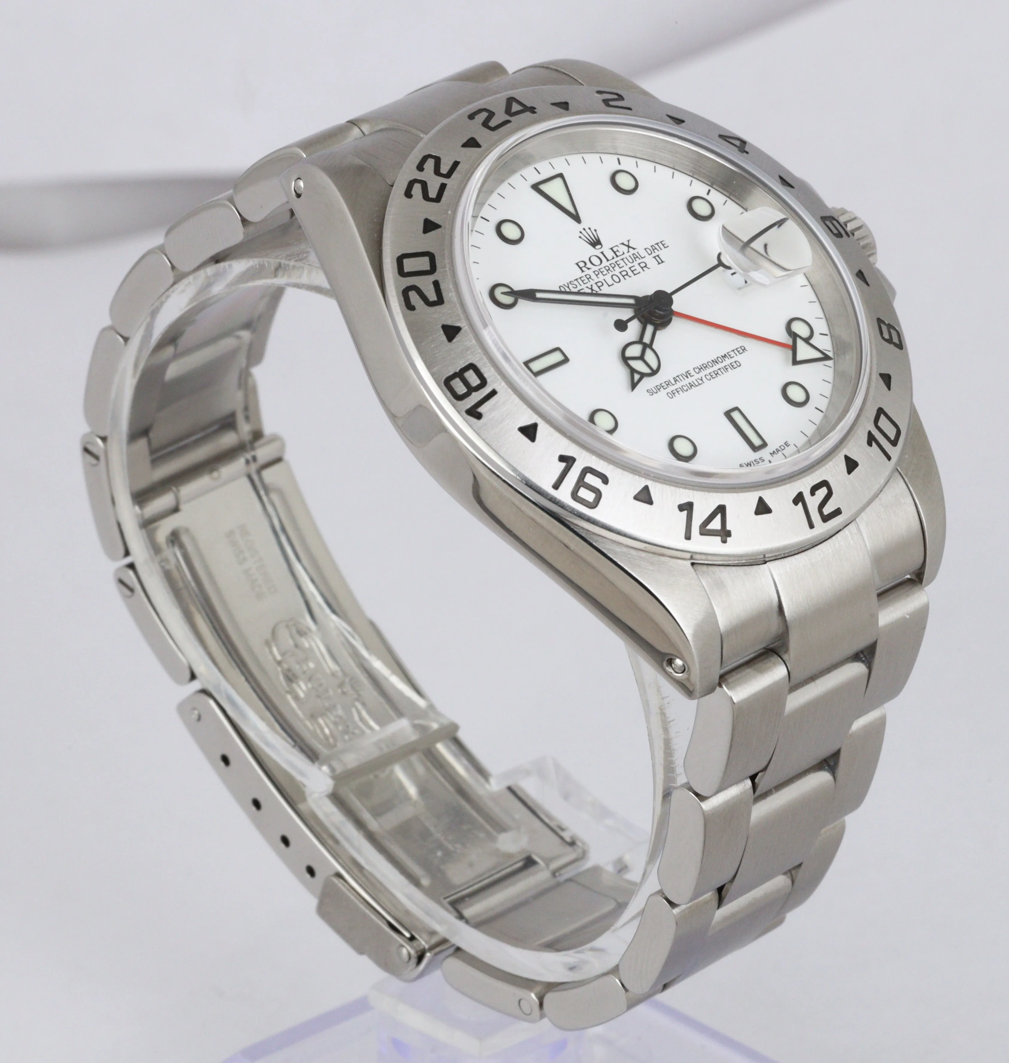 MINT 2002 Rolex Explorer II 16570 White Stainless Steel 40mm GMT Automatic SEL