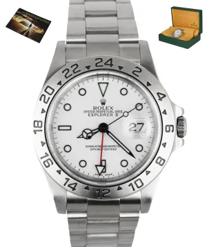 MINT 2002 Rolex Explorer II 16570 White Stainless Steel 40mm GMT Automatic SEL