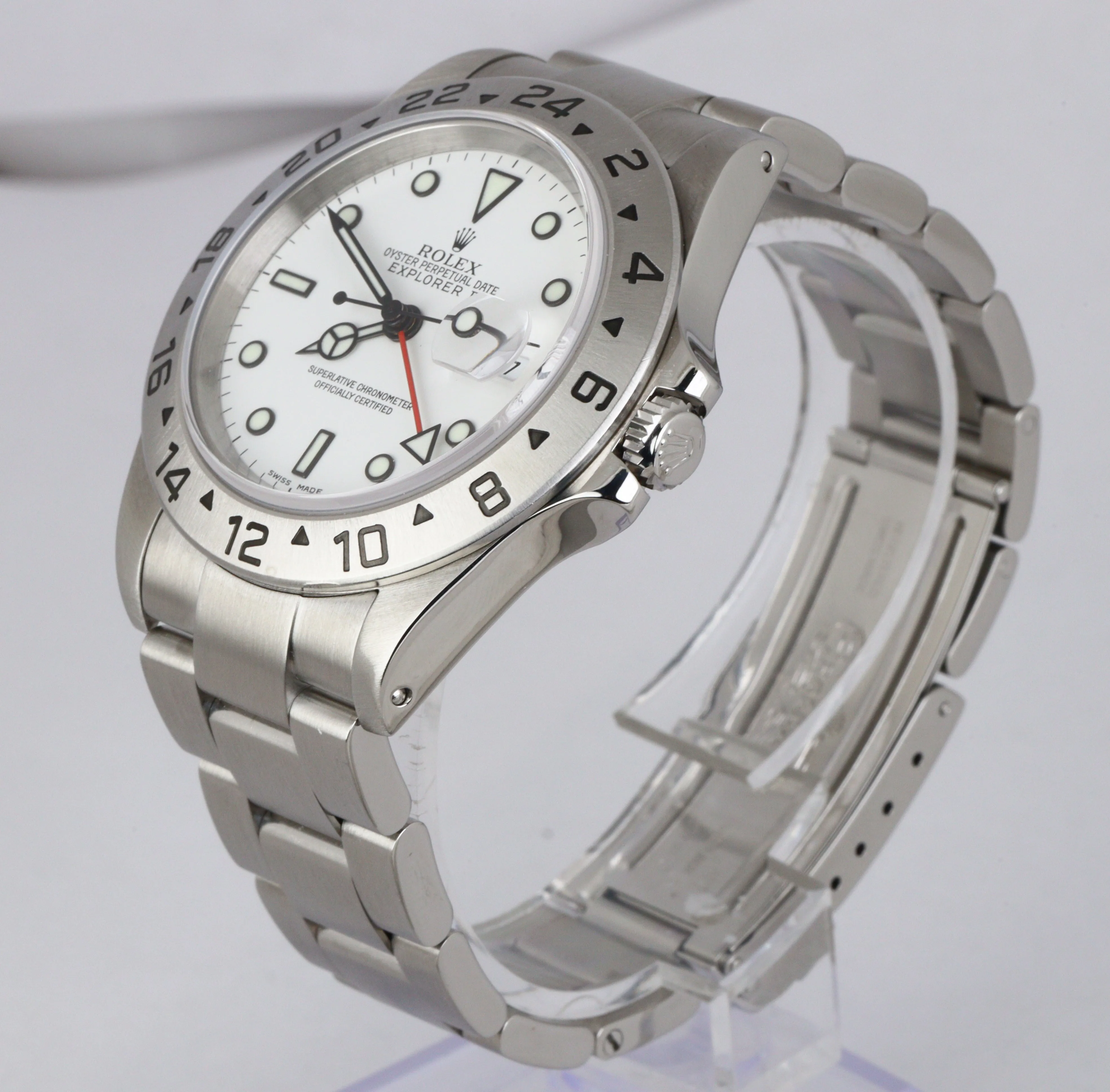 MINT 2002 Rolex Explorer II 16570 White Stainless Steel 40mm GMT Automatic SEL