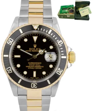 MINT 2002 Rolex Submariner 16613 Two-Tone Stainless Black Dive 40mm Watch SEL