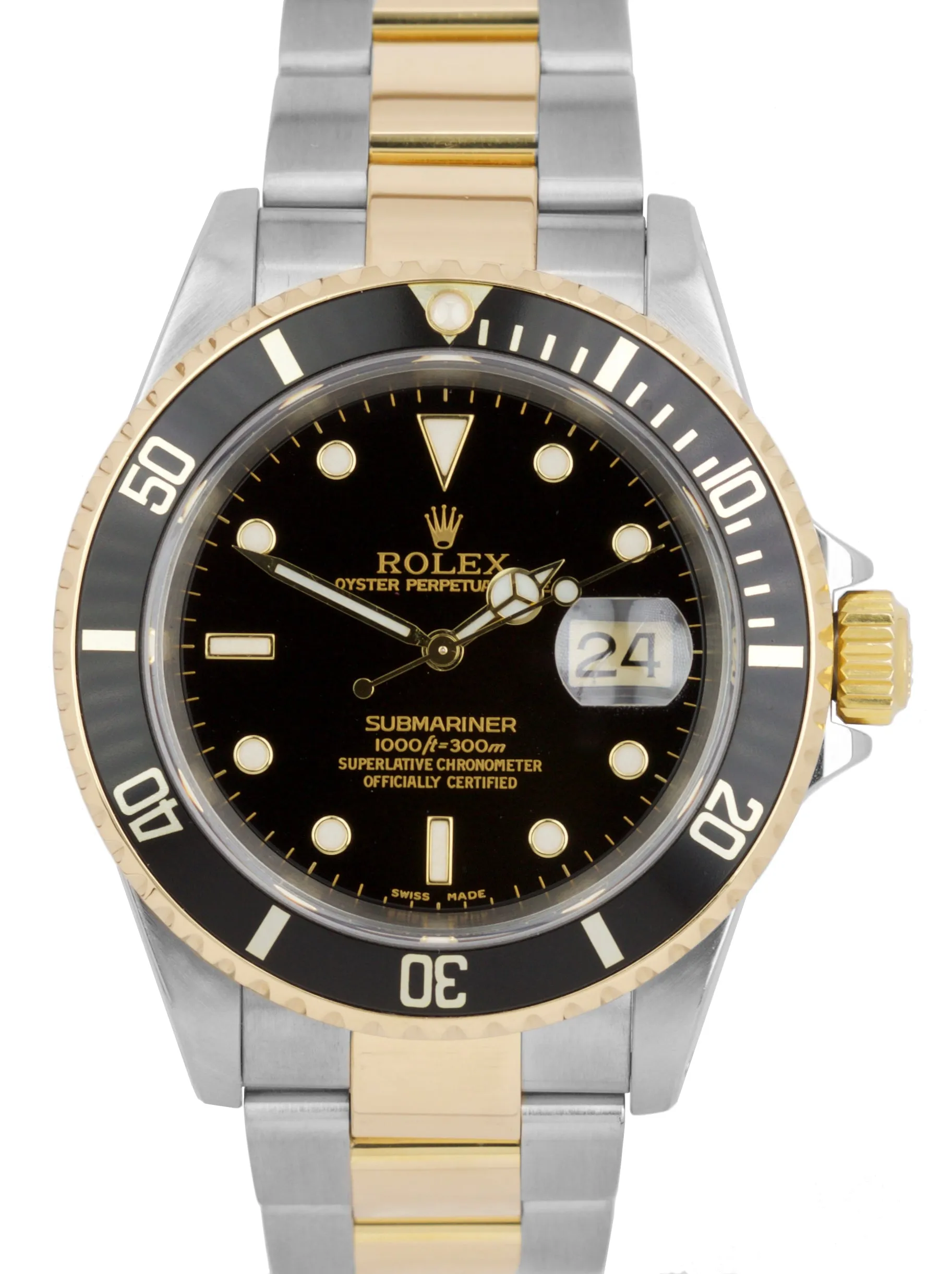 MINT 2002 Rolex Submariner 16613 Two-Tone Stainless Black Dive 40mm Watch SEL