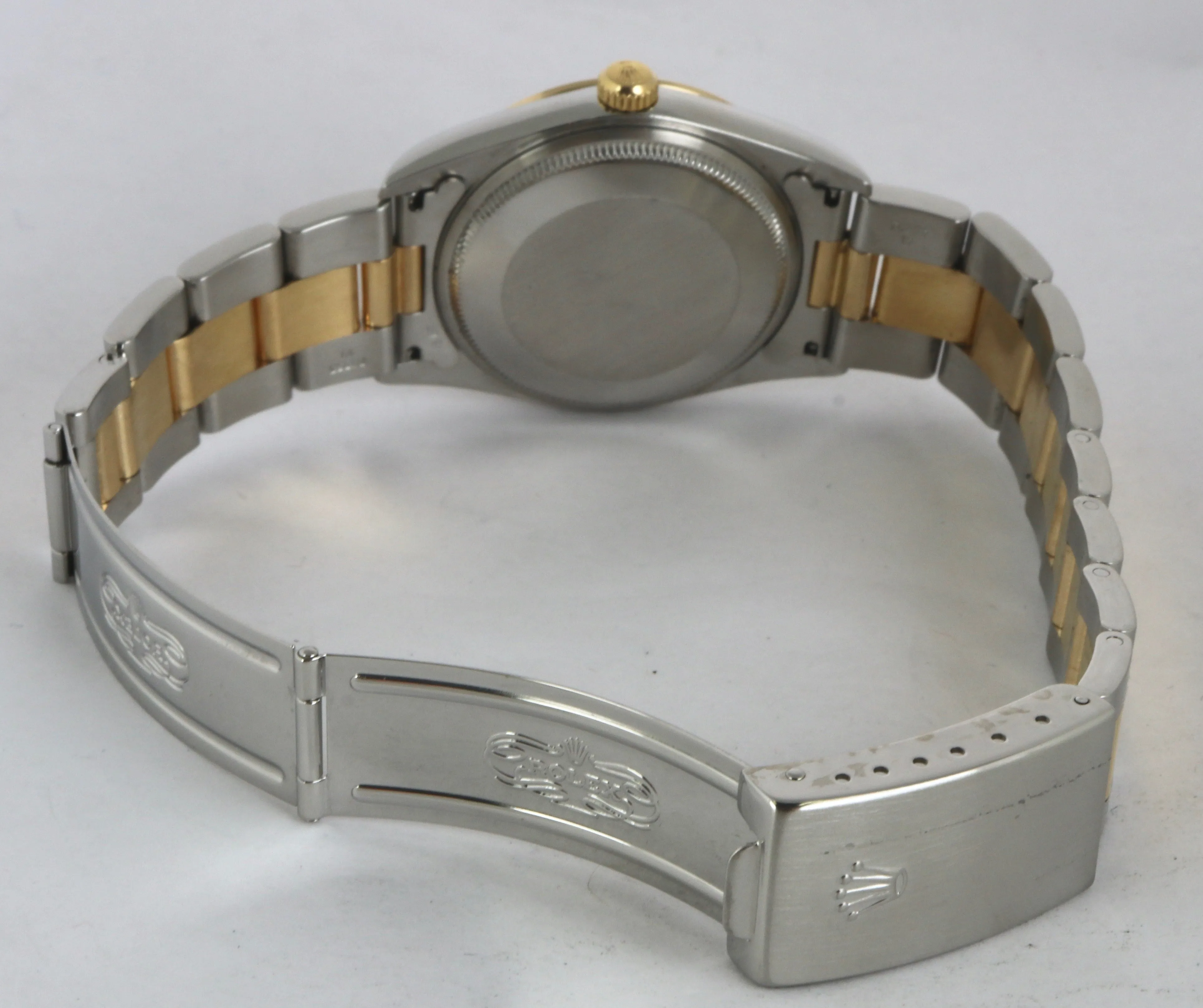 MINT 2005 Rolex Oyster Perpetual 14203 M Black Two-Tone 18K Gold Stainless 34mm