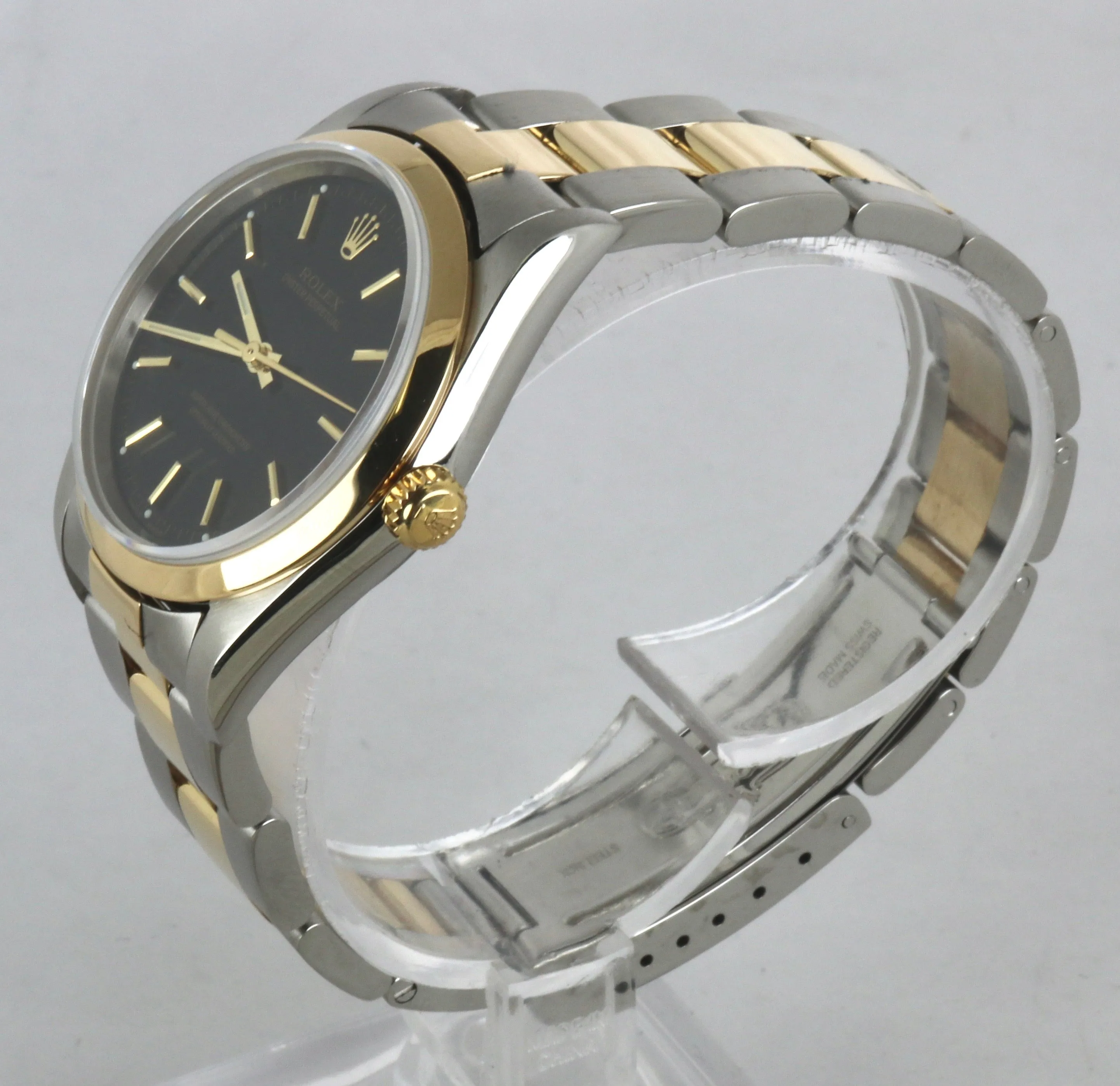 MINT 2005 Rolex Oyster Perpetual 14203 M Black Two-Tone 18K Gold Stainless 34mm