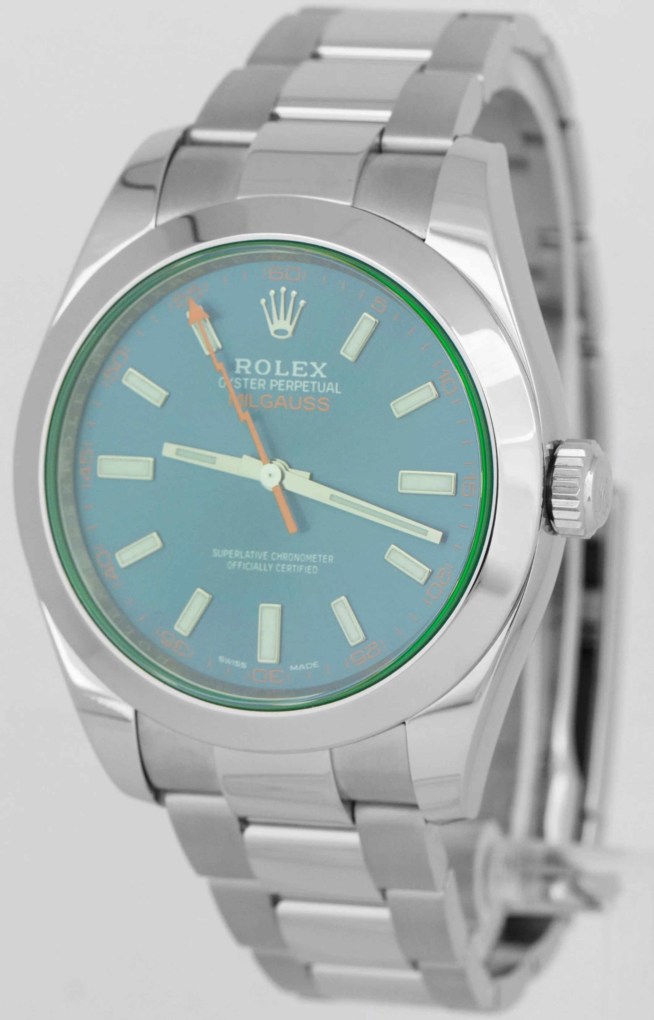MINT 2019 PAPERS Rolex Milgauss Z-Blue Green 40mm 116400 GV Steel Watch BOX