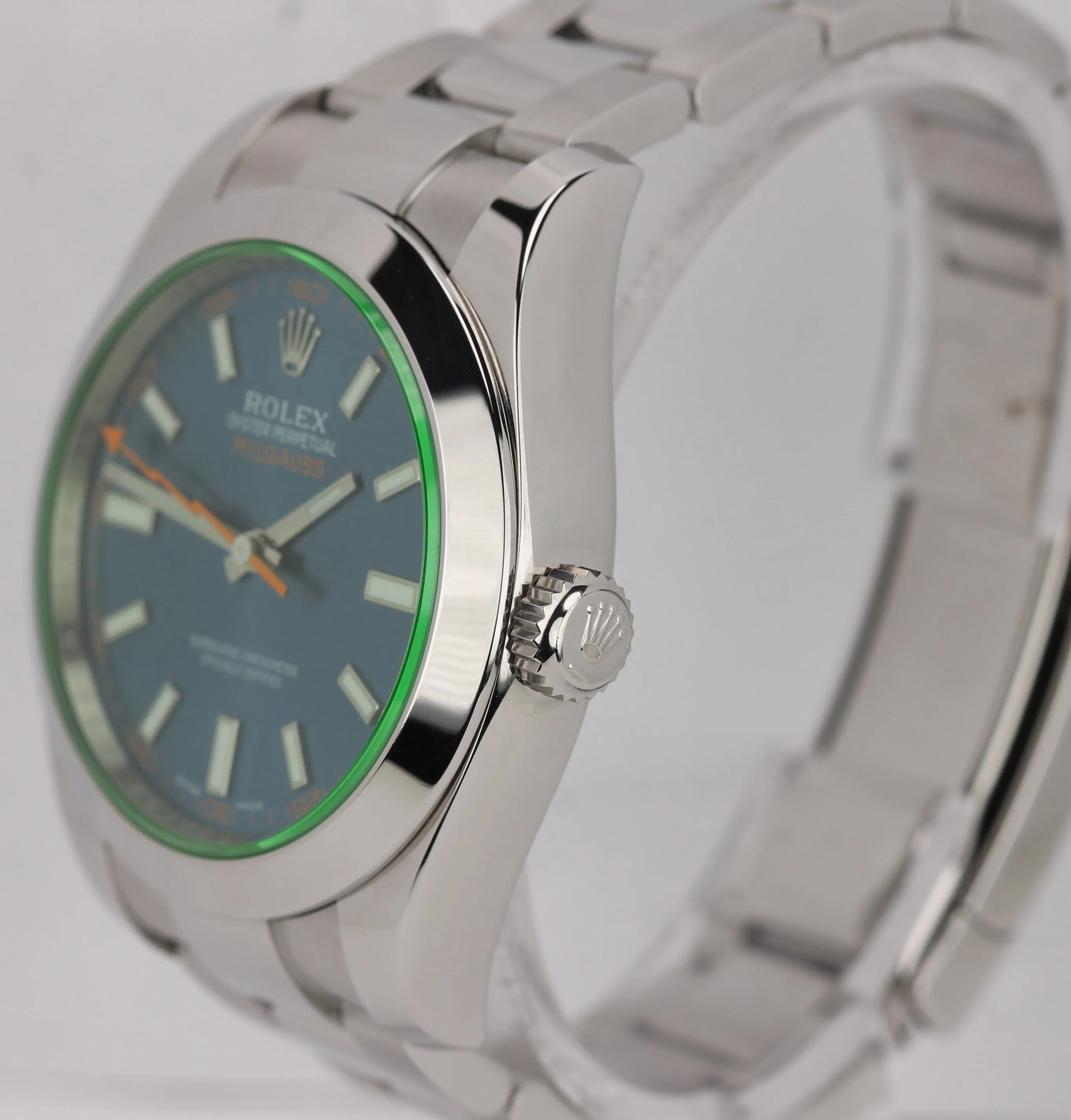 MINT 2020 Rolex Milgauss Z-Blue Green Anniversary 116400 GV Stainless Watch