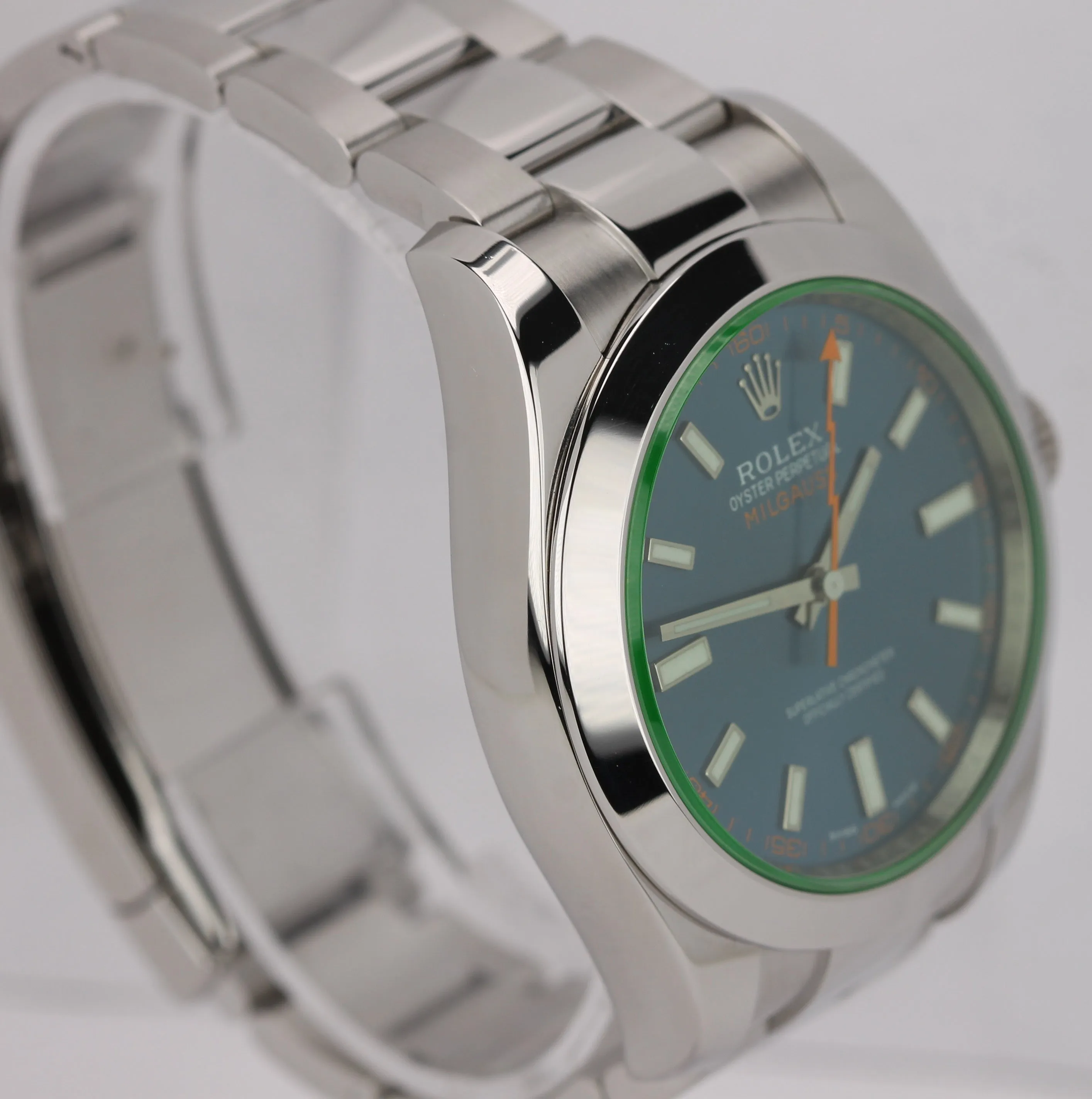 MINT 2020 Rolex Milgauss Z-Blue Green Anniversary 116400 GV Stainless Watch