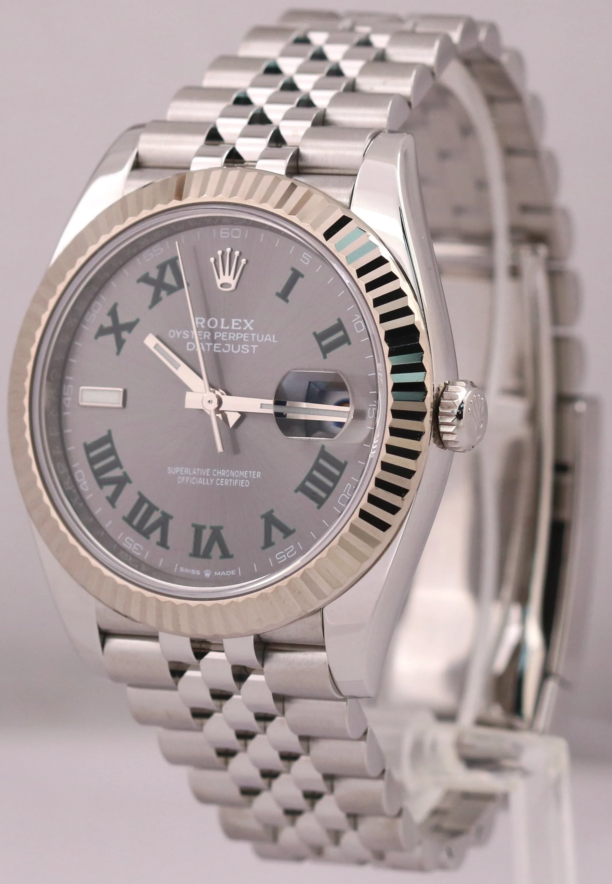 MINT 2023 PAPERS Rolex DateJust 41mm WIMBLEDON 18K Fluted JUBILEE 126334 BOX