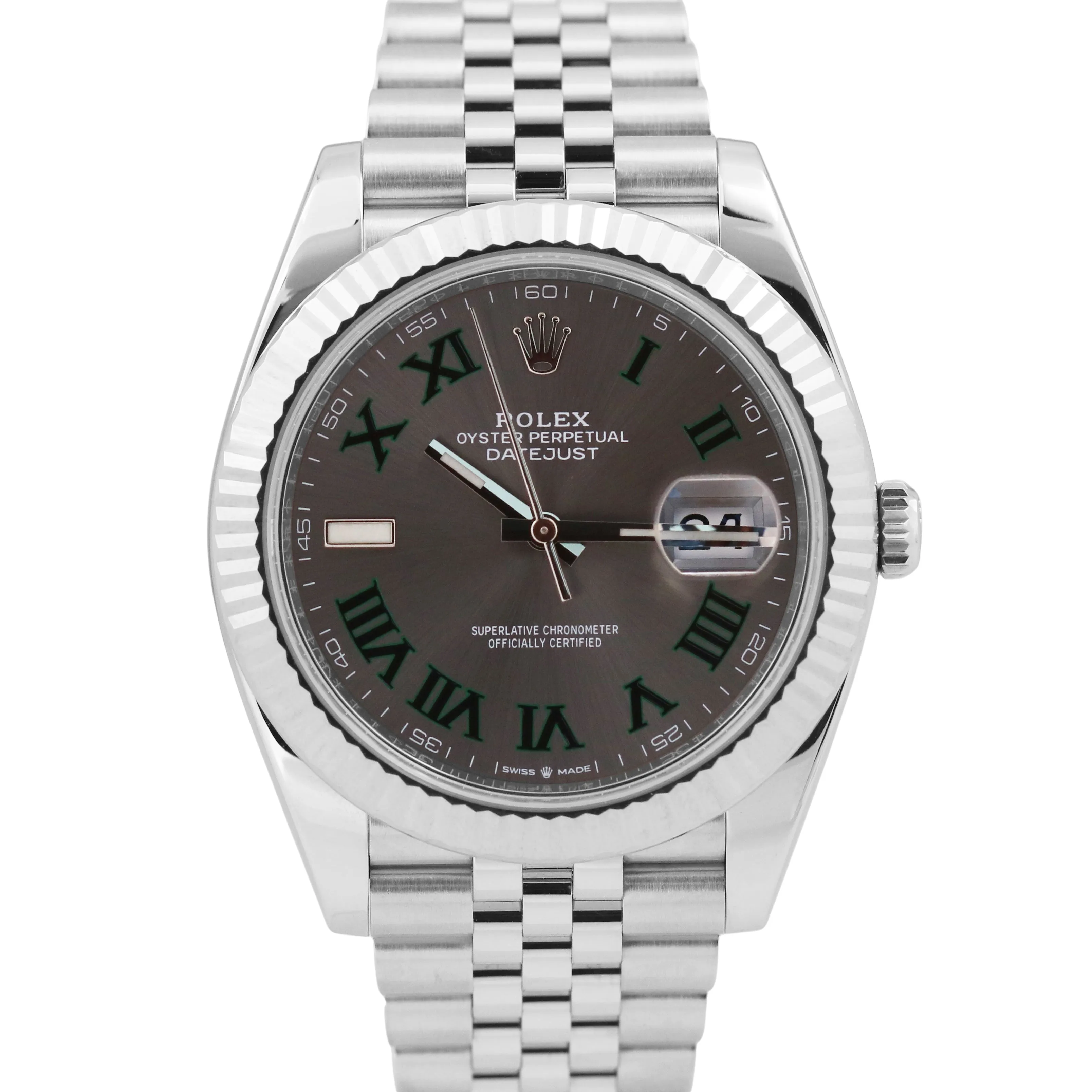 MINT 2023 PAPERS Rolex DateJust 41mm WIMBLEDON 18K Fluted JUBILEE 126334 BOX
