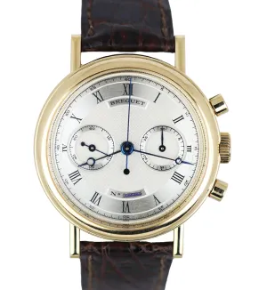 MINT Breguet Classique Chronograph 18K Yellow Gold 3237 36mm Silver Dial Watch