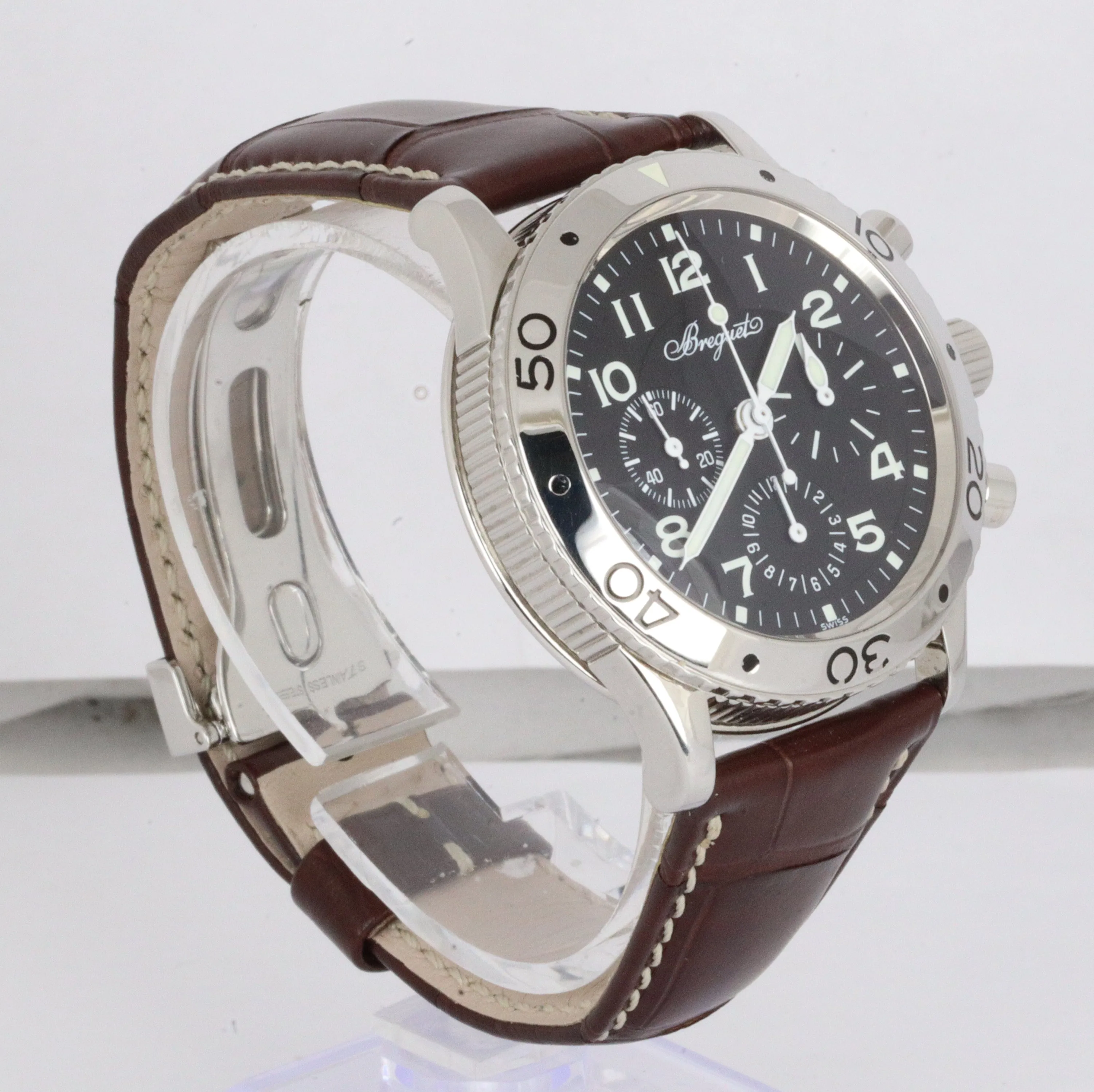 MINT Breguet Type XX Aeronavale Stainless Chrono 3800 Black 39.50mm Men's Watch