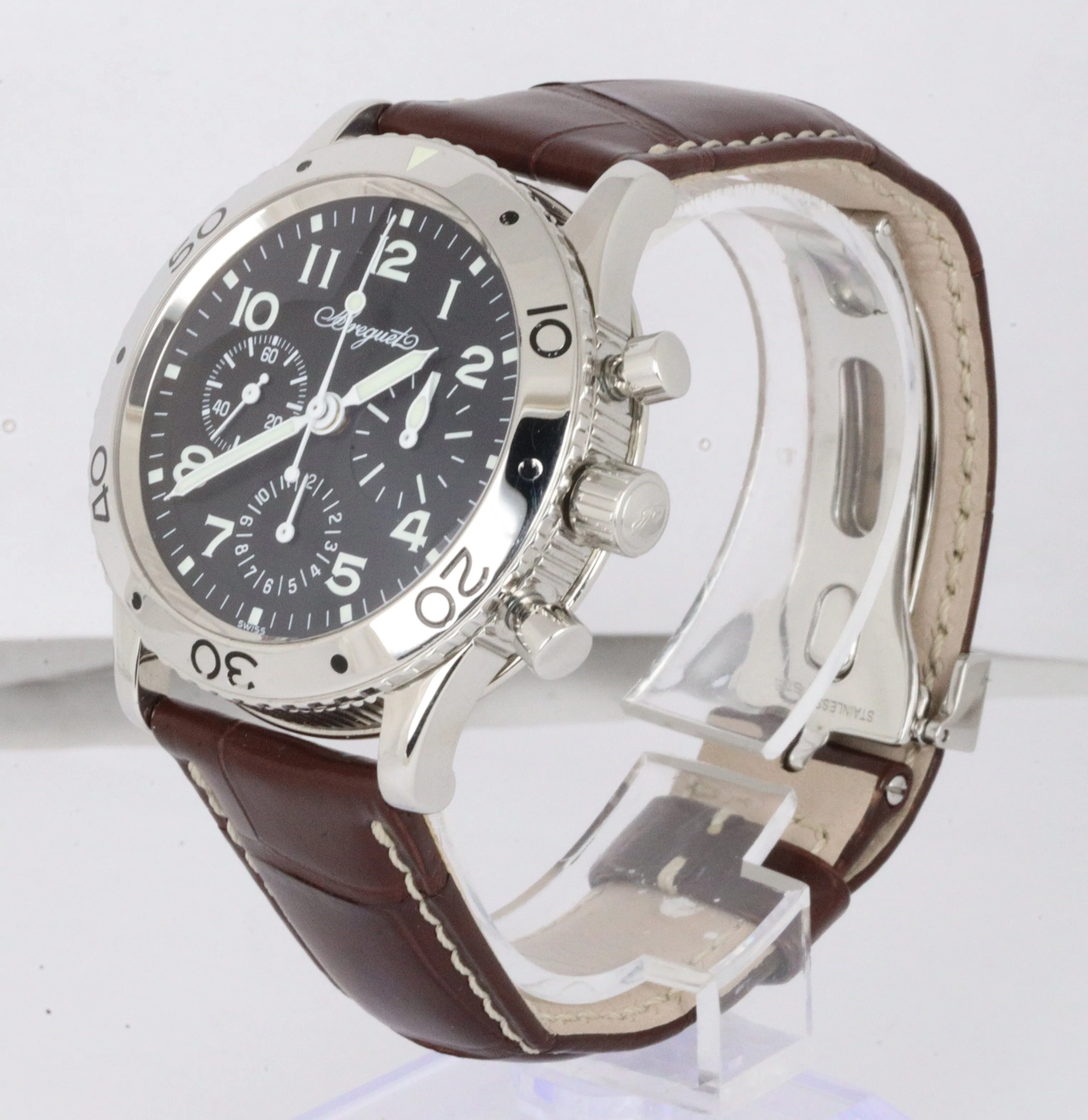 MINT Breguet Type XX Aeronavale Stainless Chrono 3800 Black 39.50mm Men's Watch