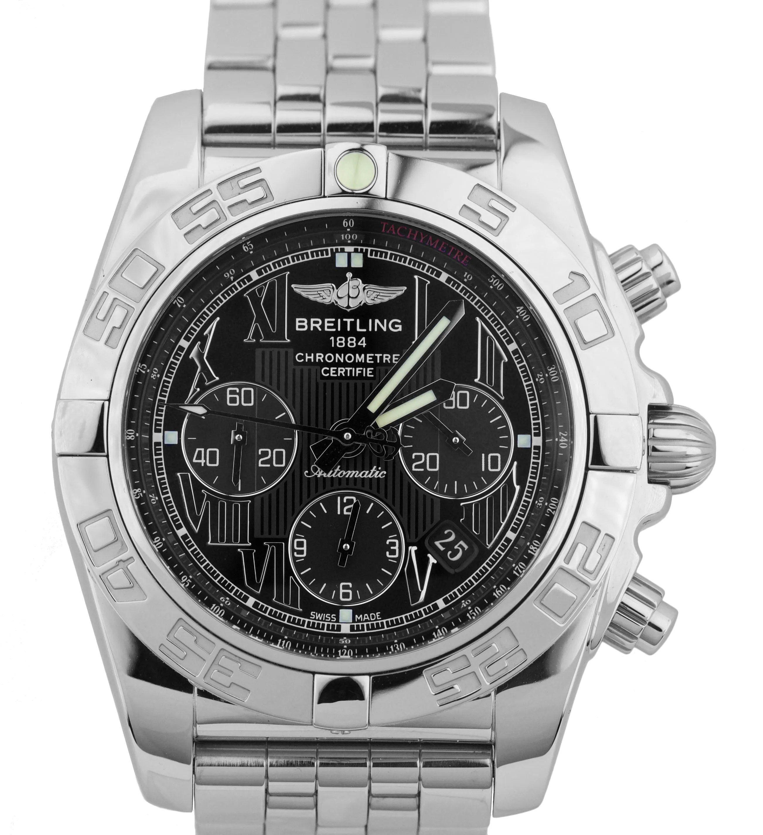 MINT Breitling Chronomat 44mm Stainless Steel Black AB0110 Chronograph Watch