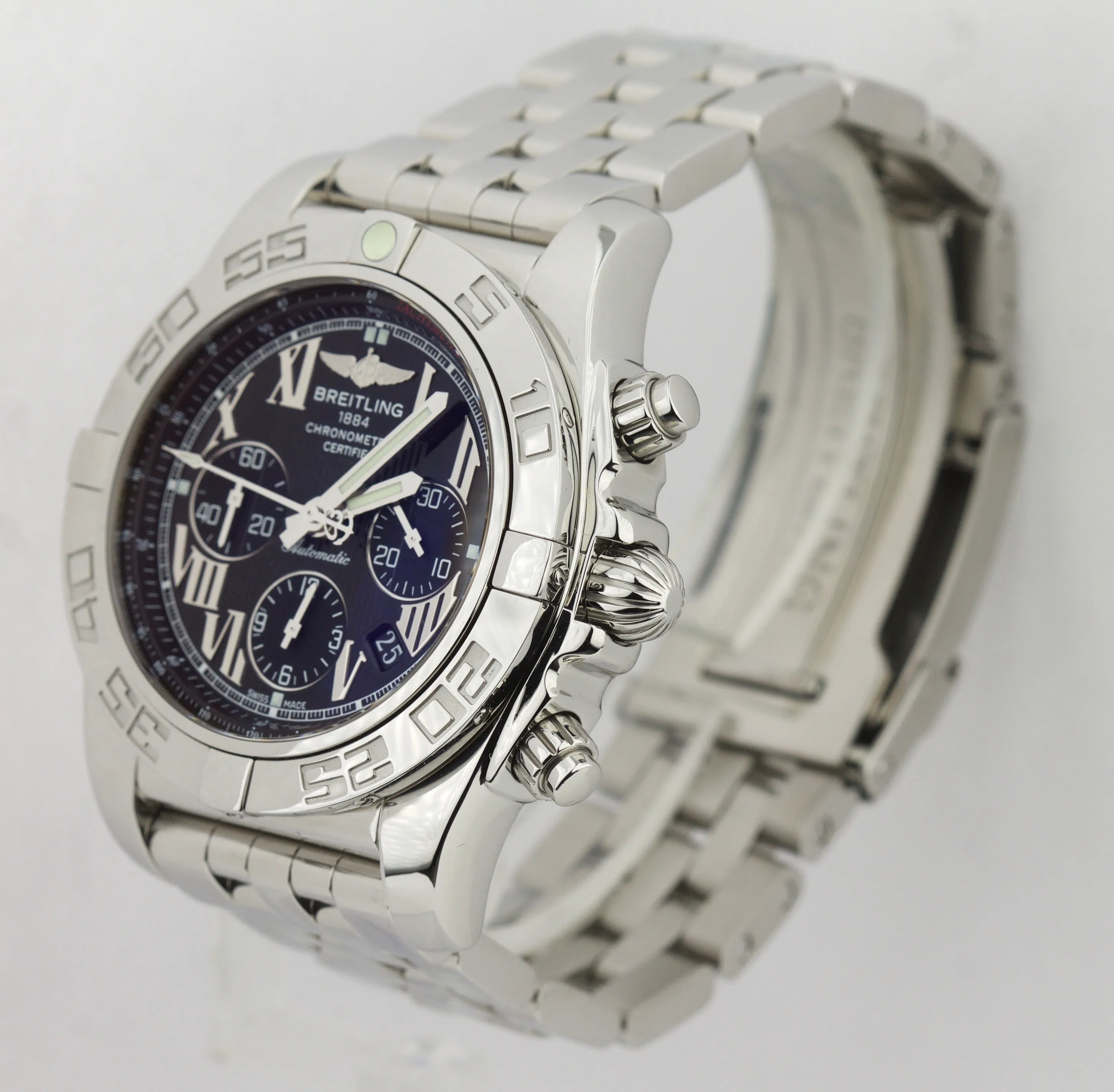 MINT Breitling Chronomat 44mm Stainless Steel Black AB0110 Chronograph Watch