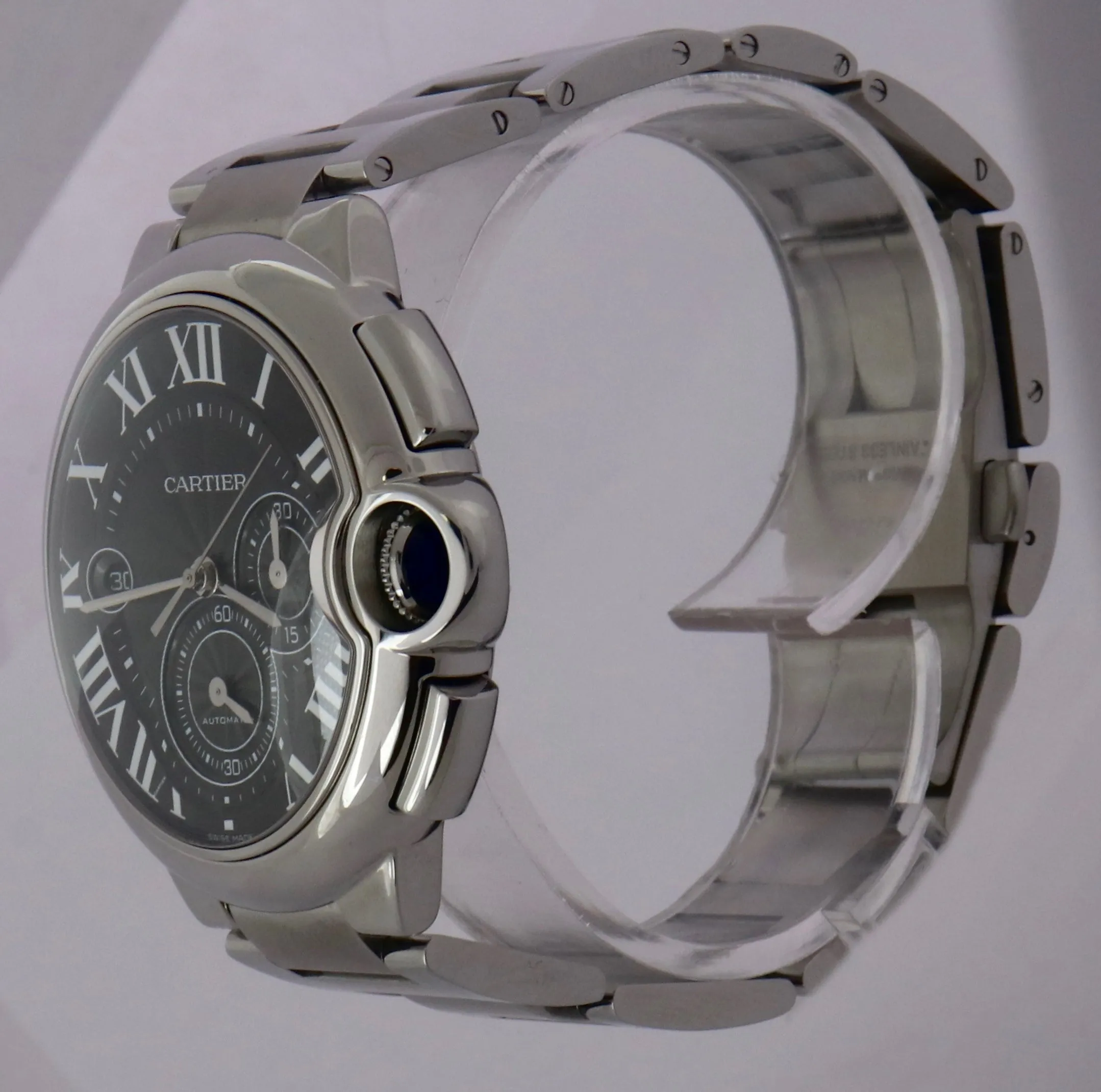 MINT Cartier Ballon Bleu Chronograph 44mm Black Roman Automatic 3109 W6920077