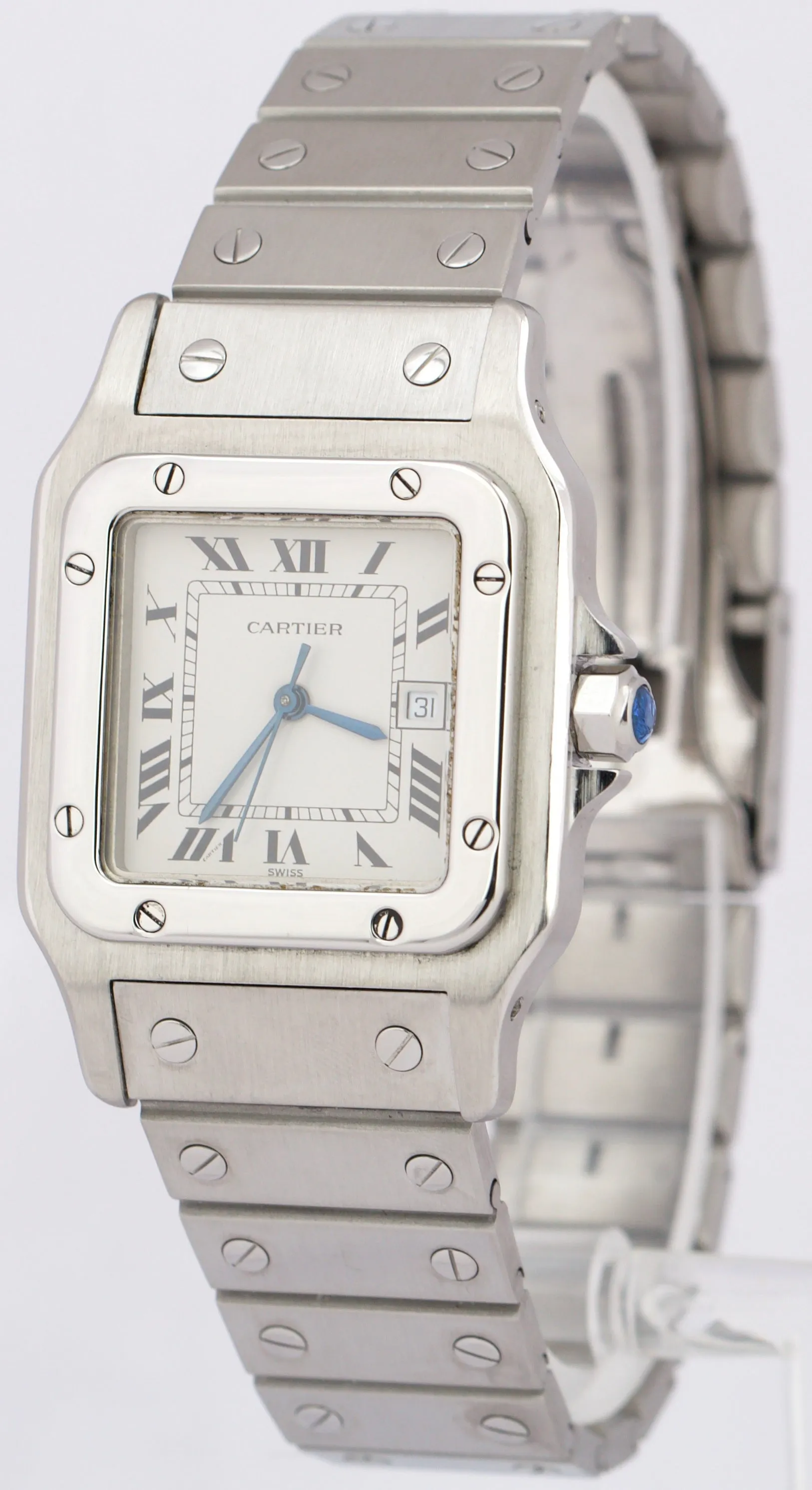 MINT Cartier Santos Carrée 29mm AUTOMATIC Roman White Stainless Steel 2960 Watch