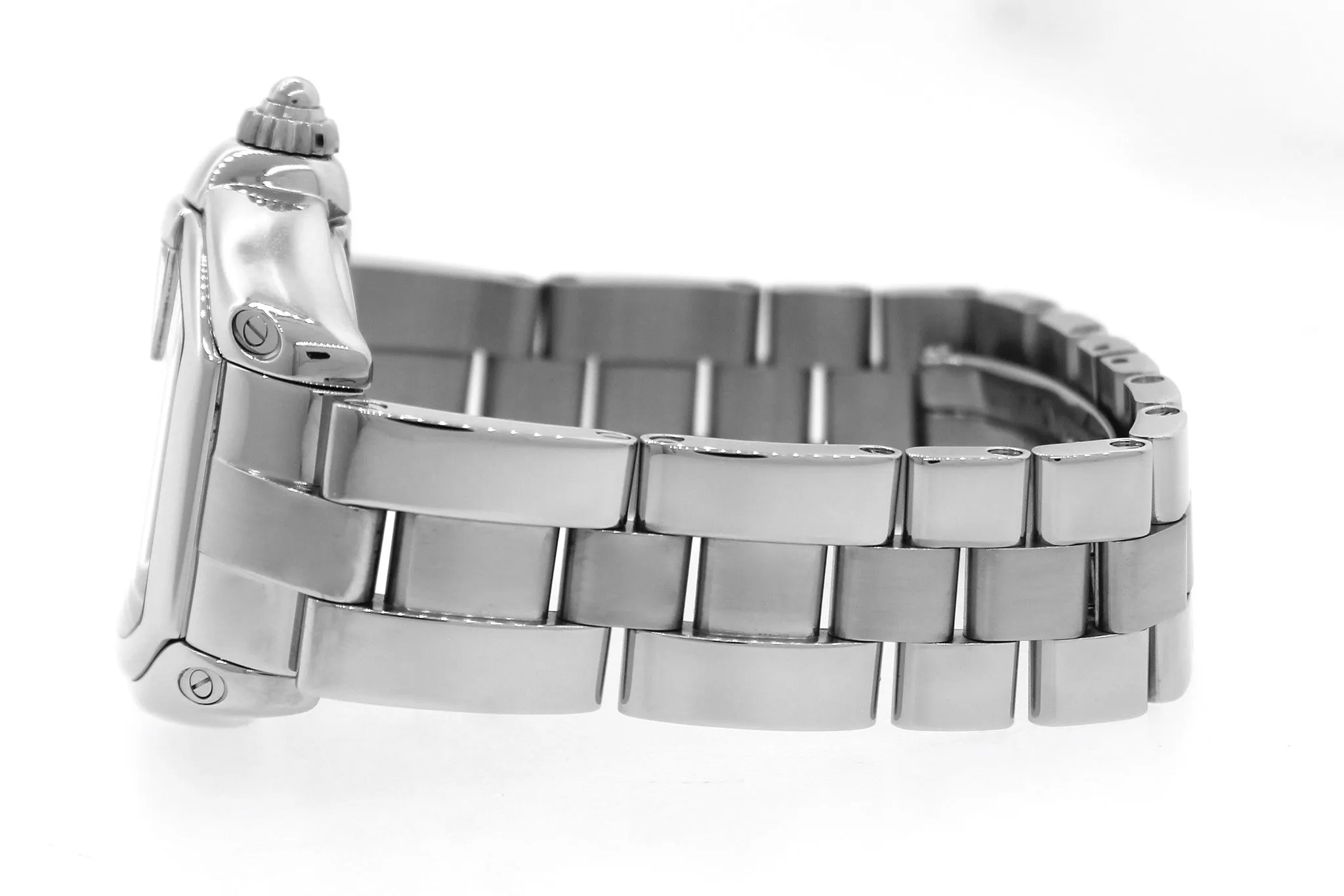 MINT Ladies Cartier Roadster Date Stainless Silver Quartz Roman Swiss Watch 2675