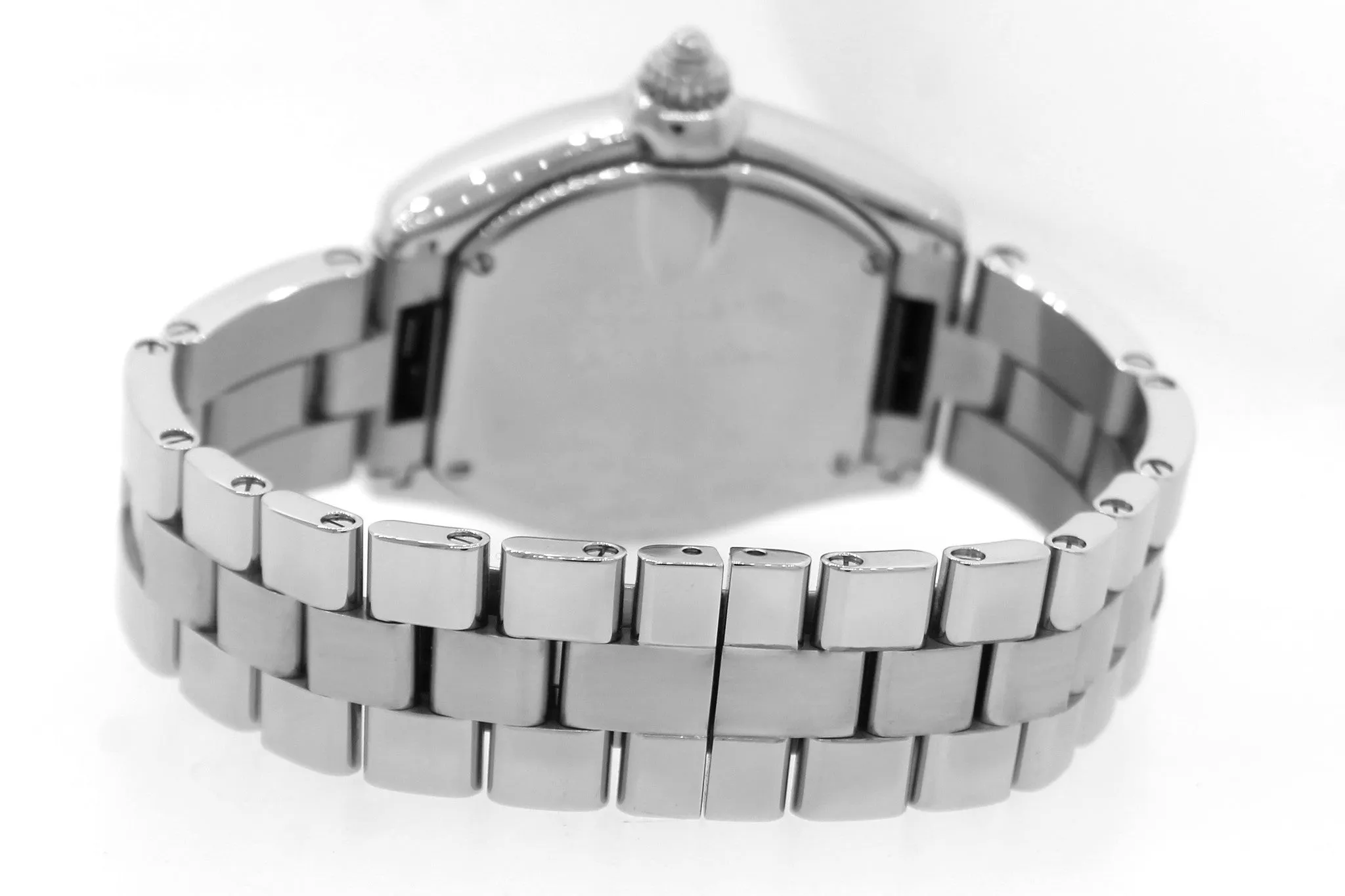 MINT Ladies Cartier Roadster Date Stainless Silver Quartz Roman Swiss Watch 2675