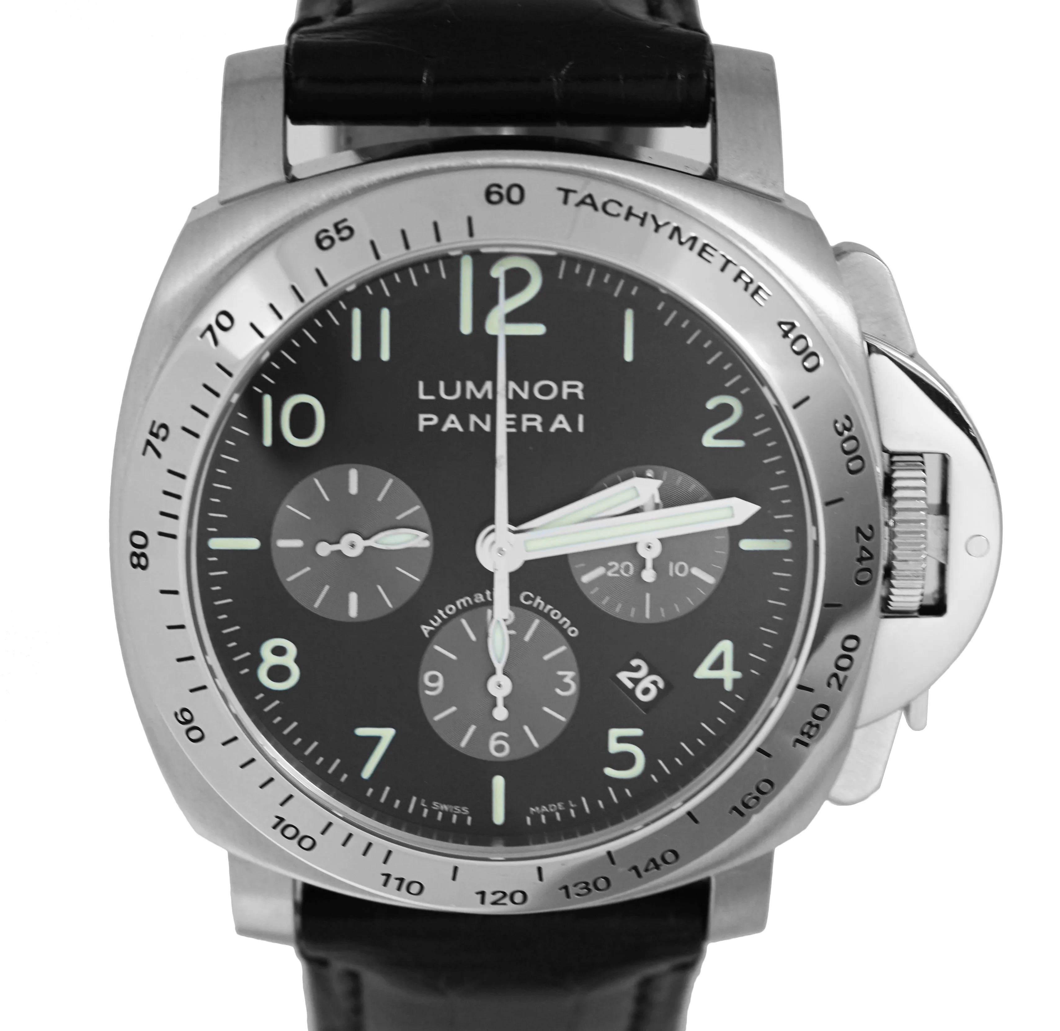 MINT Panerai PAM 162 Luminor Chronograph Automatic Stainless 44mm Watch PAM00162