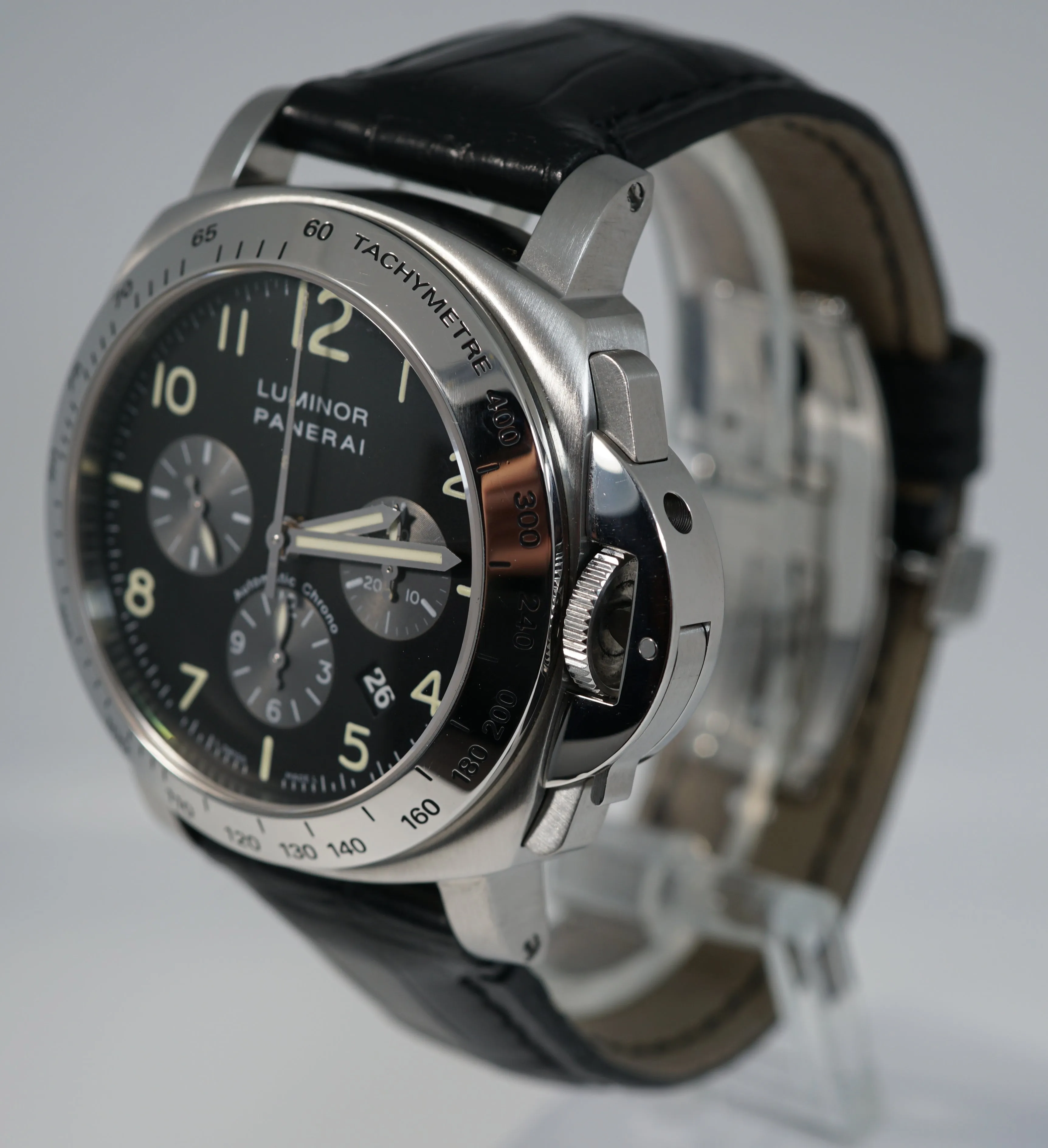 MINT Panerai PAM 162 Luminor Chronograph Automatic Stainless 44mm Watch PAM00162