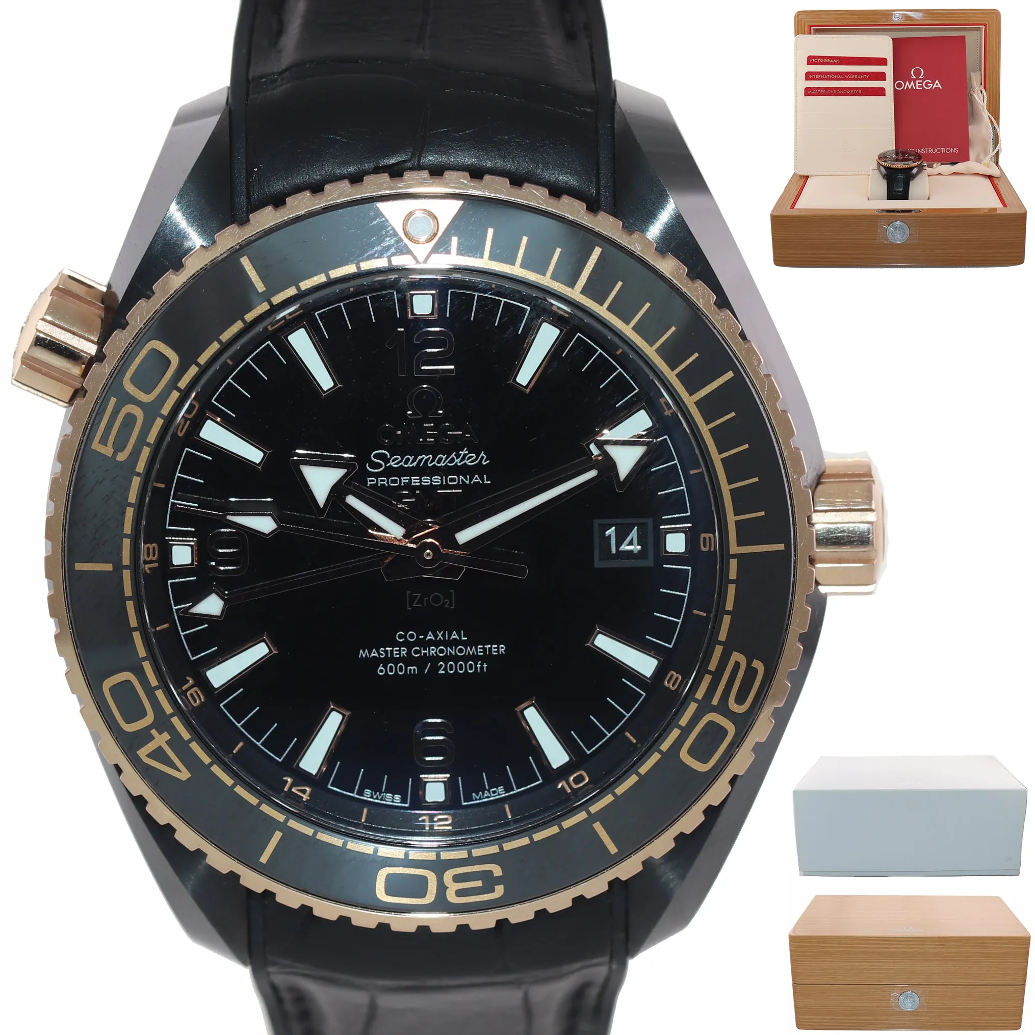 MINT PAPERS Omega Planet Ocean Deep Black 215.63.46.22.01.001 Ceramic Rose Watch