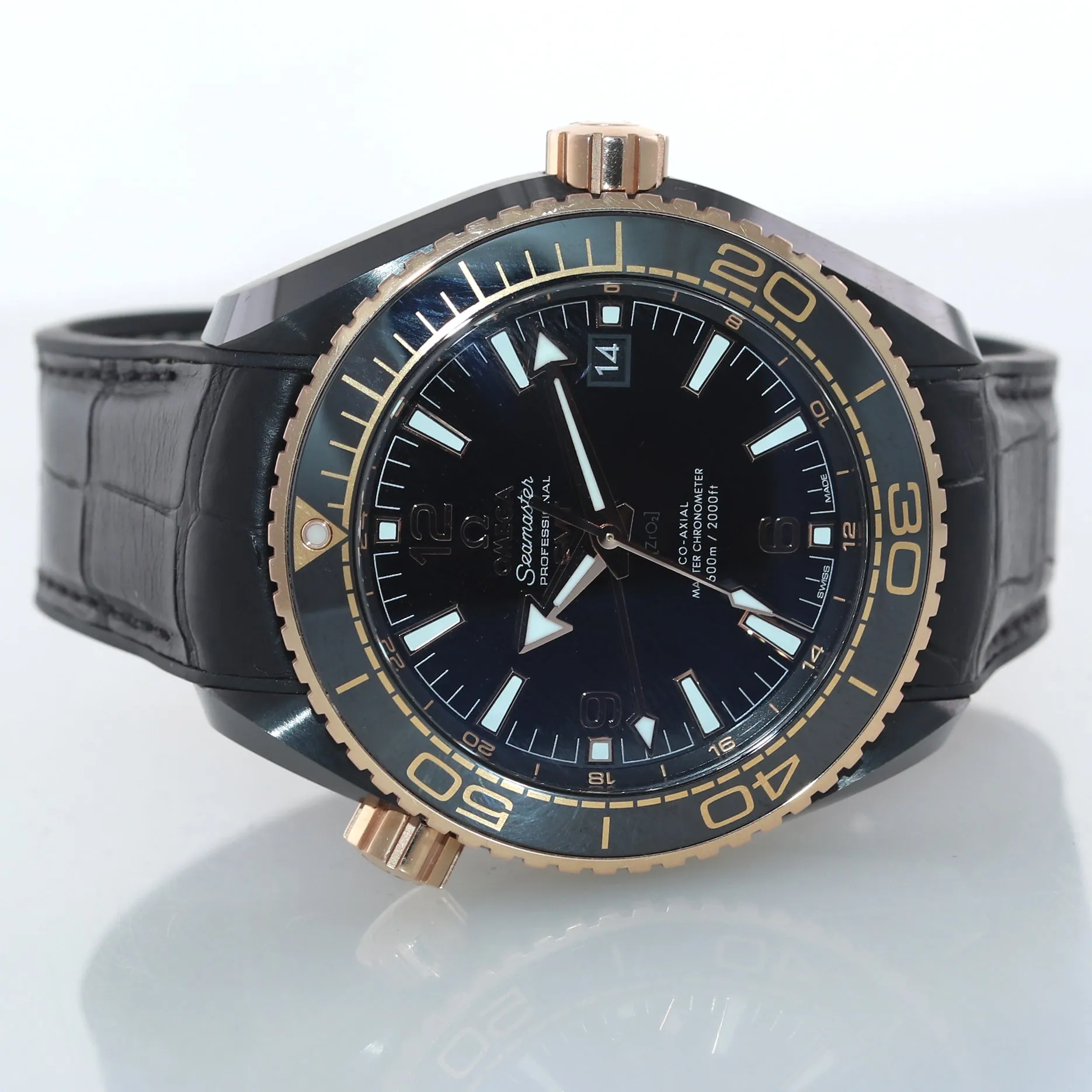 MINT PAPERS Omega Planet Ocean Deep Black 215.63.46.22.01.001 Ceramic Rose Watch