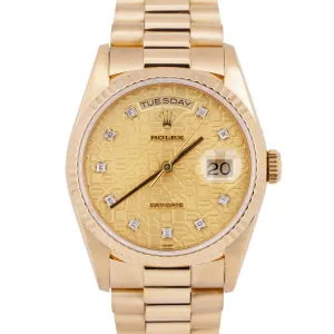 MINT PAPERS Rolex Day-Date President 36mm JUBILEE DIAMOND 18K Gold 18238 BOX