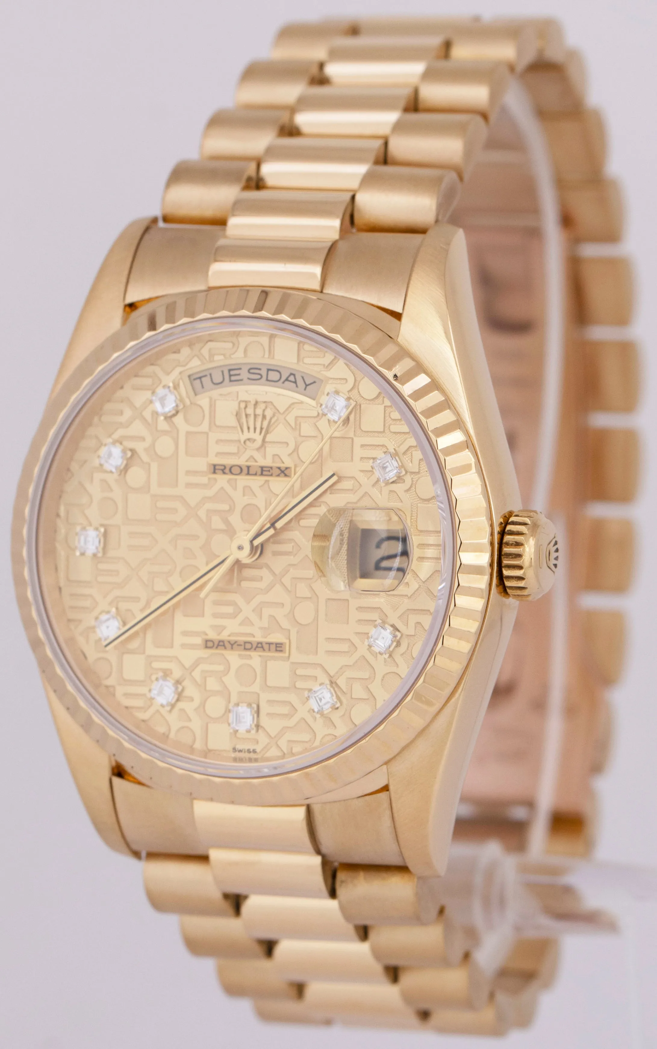 MINT PAPERS Rolex Day-Date President 36mm JUBILEE DIAMOND 18K Gold 18238 BOX