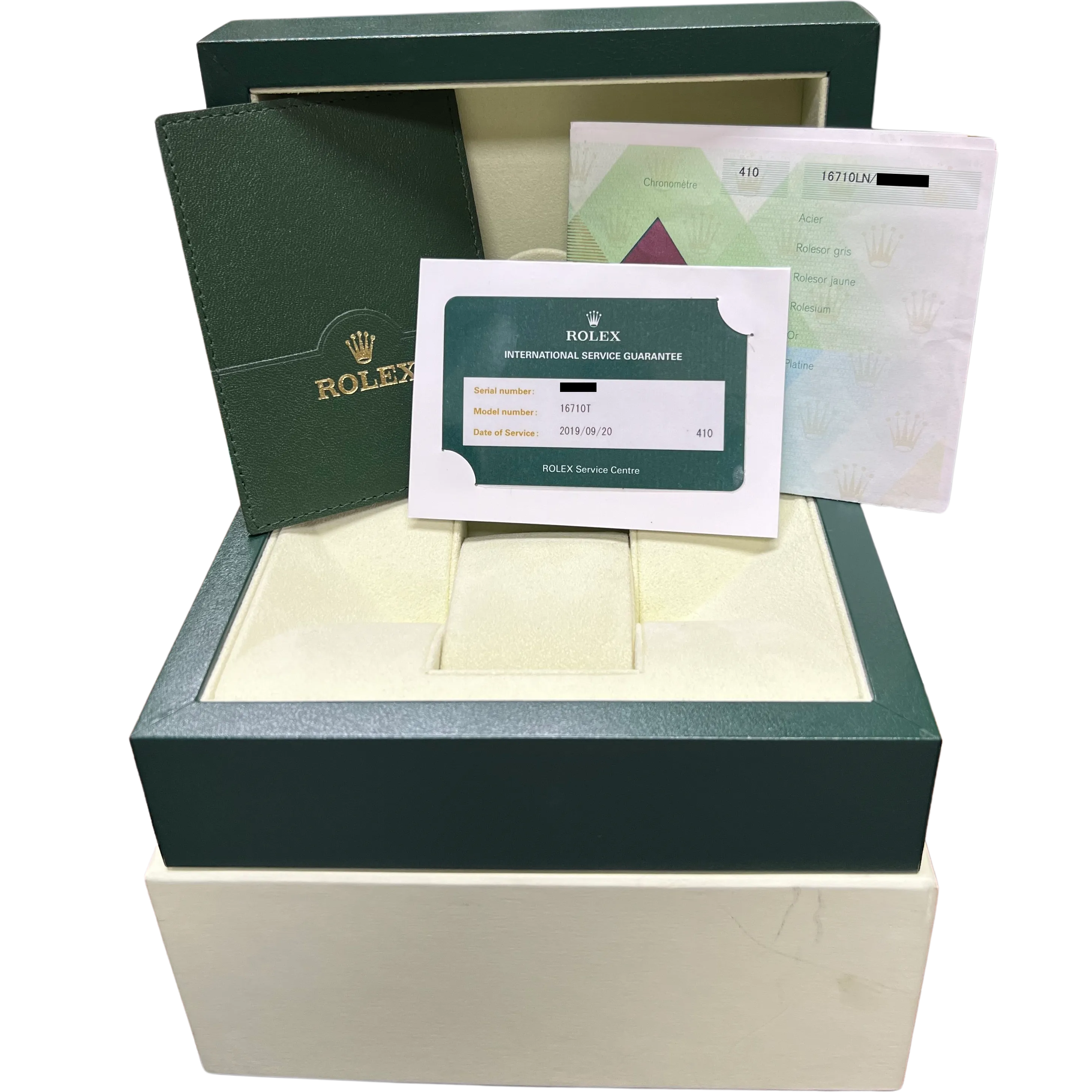 MINT PAPERS Rolex GMT-Master II 40mm Black NO-HOLES Stainless 16710 Watch BOX