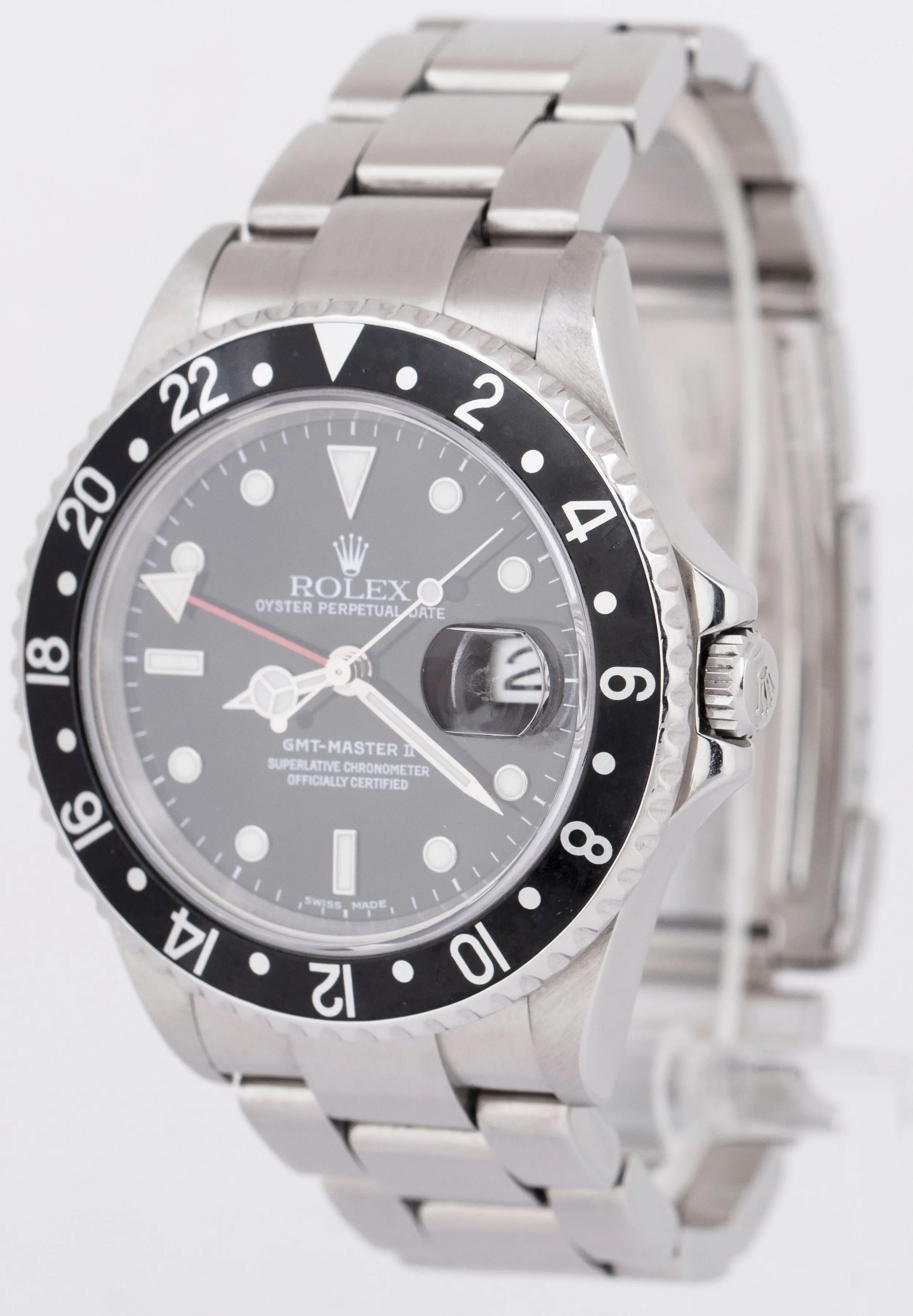 MINT PAPERS Rolex GMT-Master II 40mm Black NO-HOLES Stainless 16710 Watch BOX